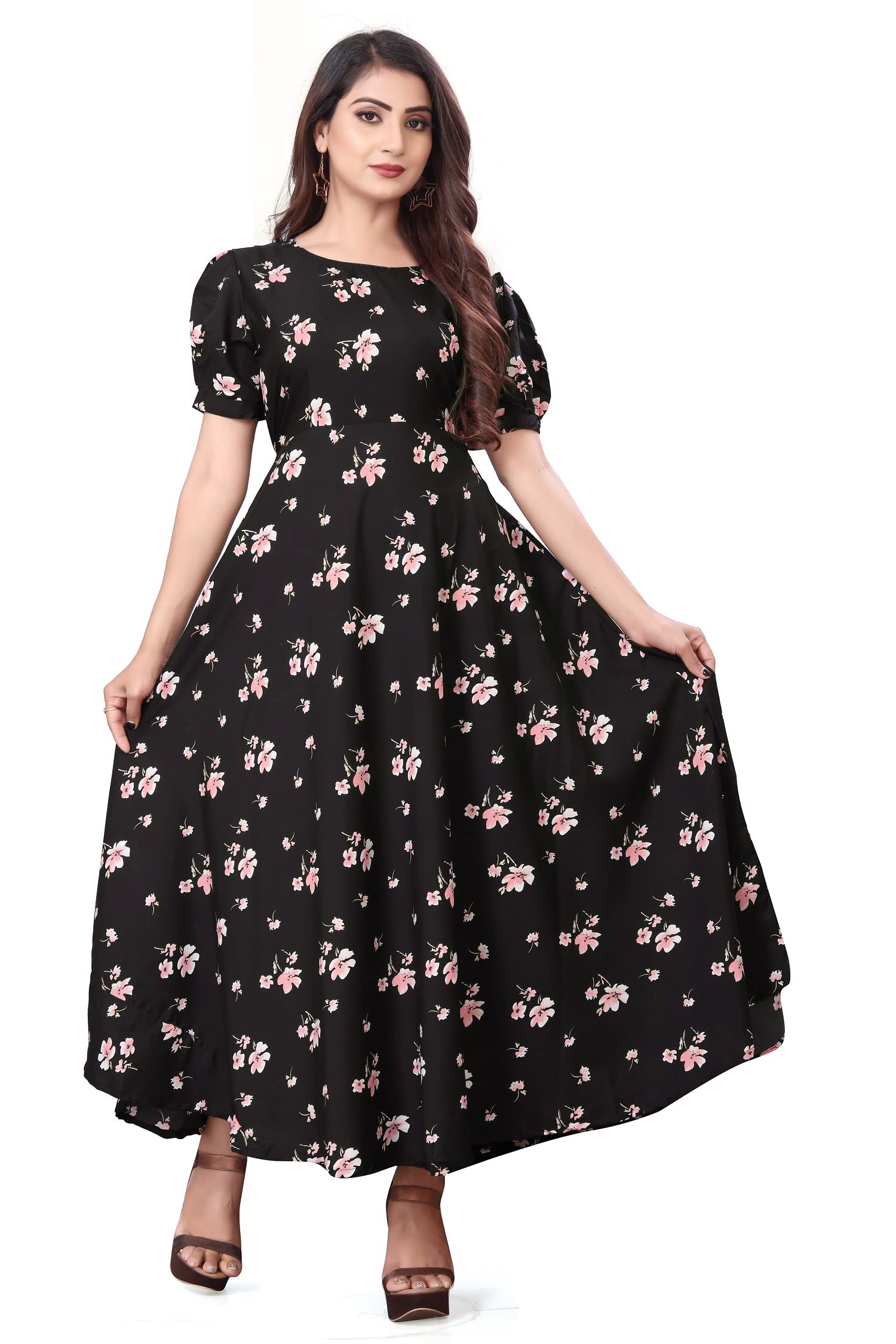New a line Maxi Dress with Flower Print Casual wear for Women-image-2