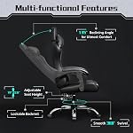 Yaheetech Chaise de jeu, chaise d'ordinateur avec appuie-tête et soutien Lombaire de massage, chaise de jeu ergonomique réglable en hauteur chaise de bureau en cuir avec siège pivotant, noir