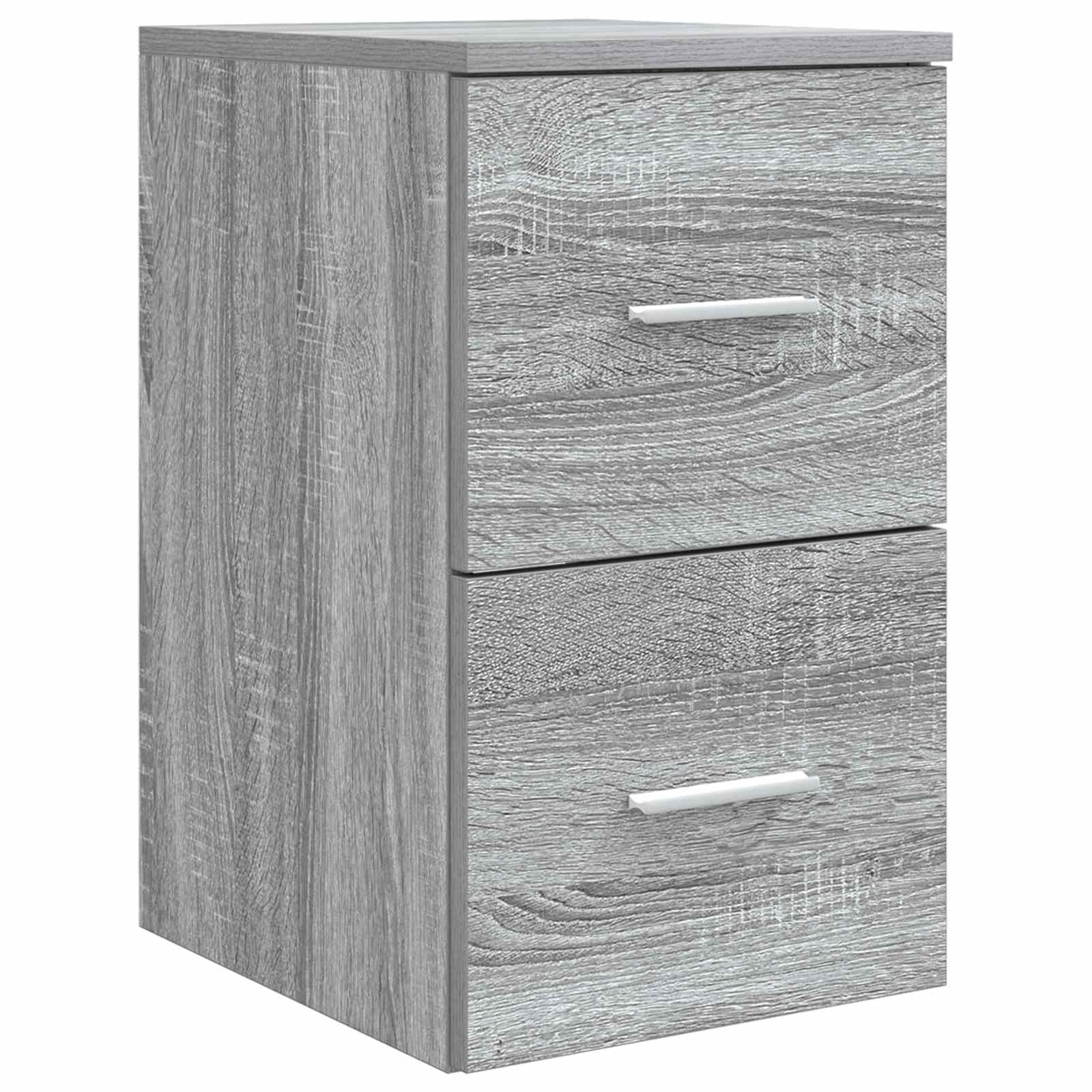 Mueble de baño gris Sonoma para solucionar la falta de espacio con 2 cajones de madera