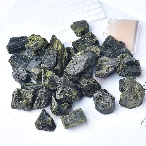 Miniatura 3 de QPYD Cristal natural, 1 pieza de piedra natural de turmalina verde cruda, cristal irregular, muestra mineral de cristal de reiki degag piedra