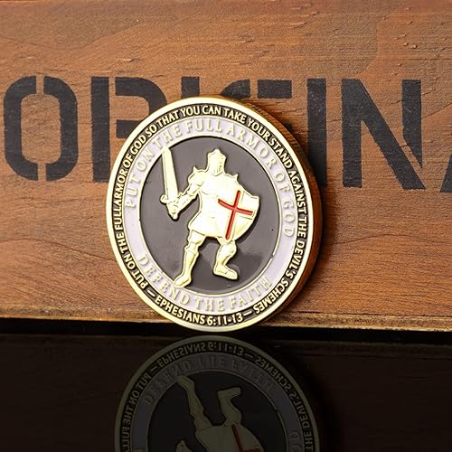 Miniatura 2 de Ponte la moneda de desafío de armadura completa de Dios, moneda conmemorativa de oración medallón coleccionable