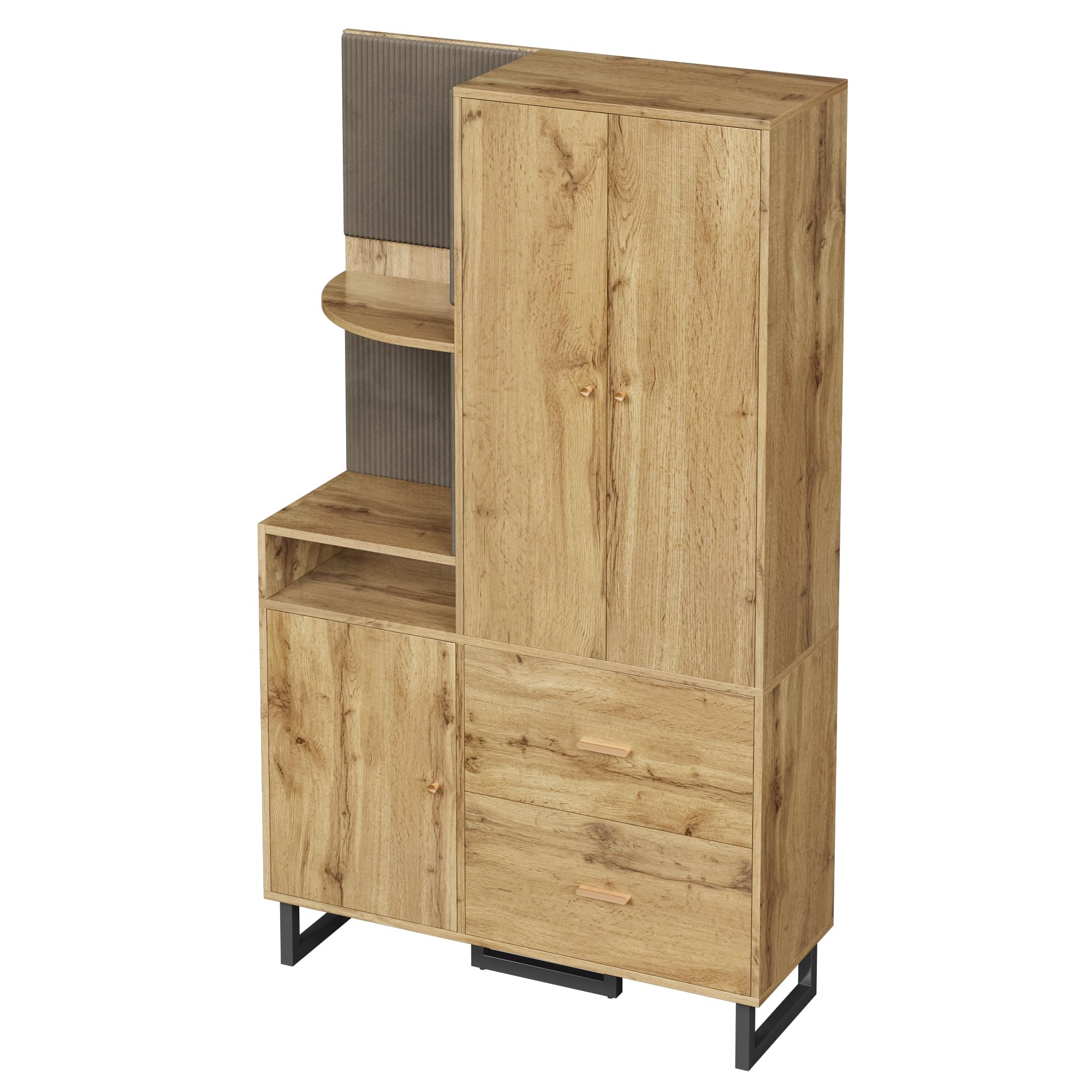 SUKY Appendiabiti compatto, 110 x 186 x 38 cm, guardaroba per corridoio, corridoio, armadio con pannelli imbottiti (nero, naturale)