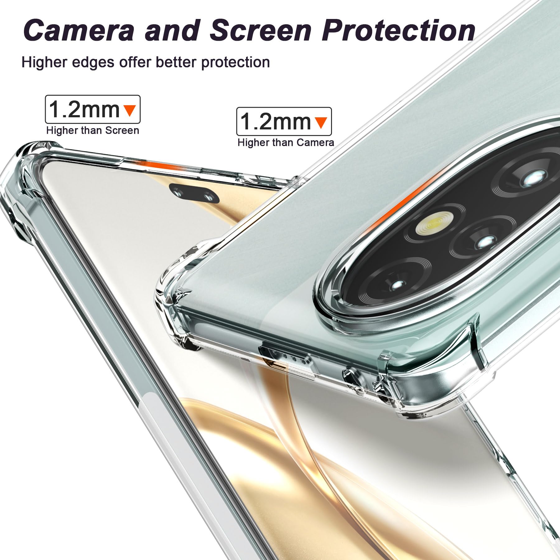 Foluu Custodia Trasparente Honor 200 5G - Antiurto PC+TPU Non Ingiallisce - 2