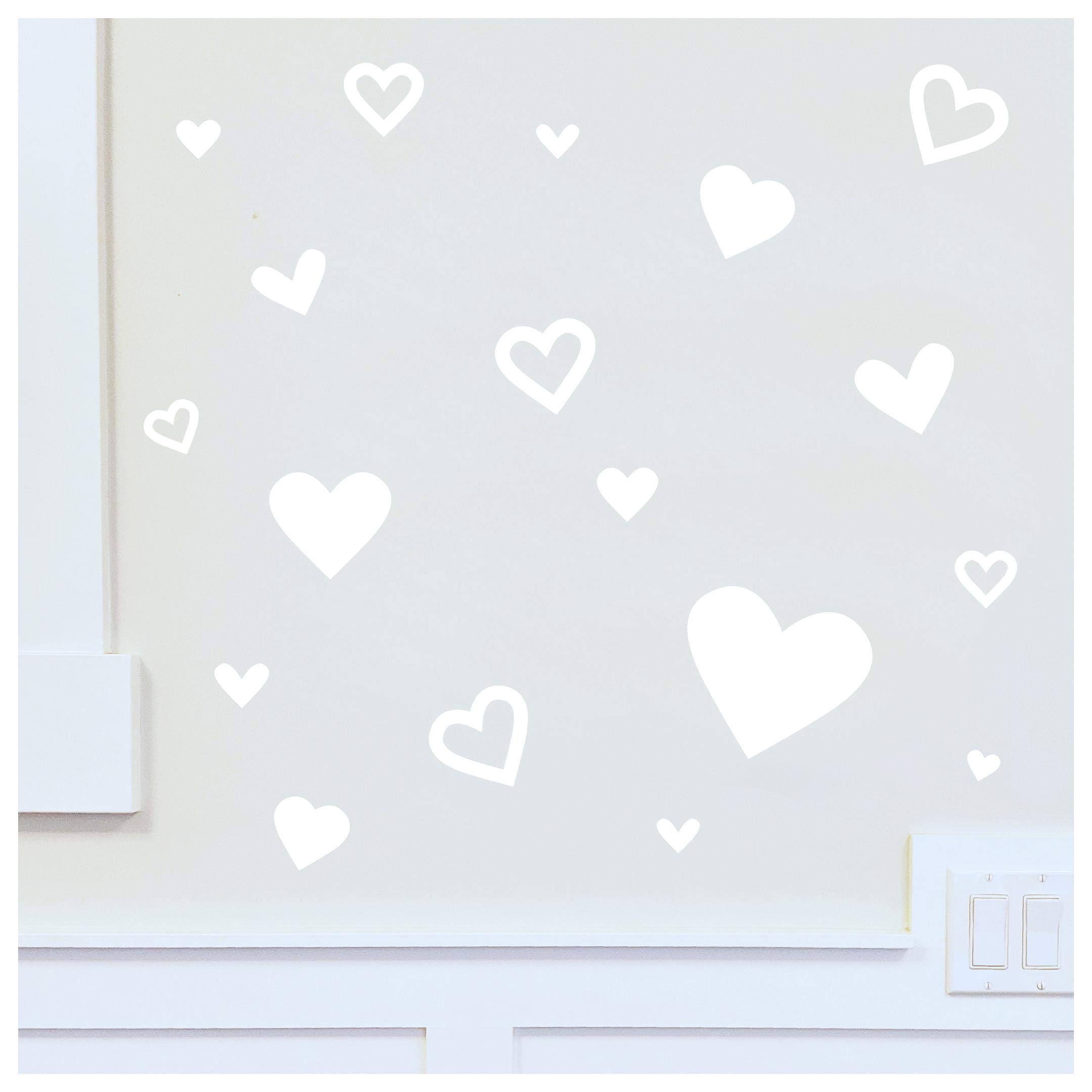 Stickers muraux en vinyle lot de 62 cœurs blancs pour décoration Saint-Valentin