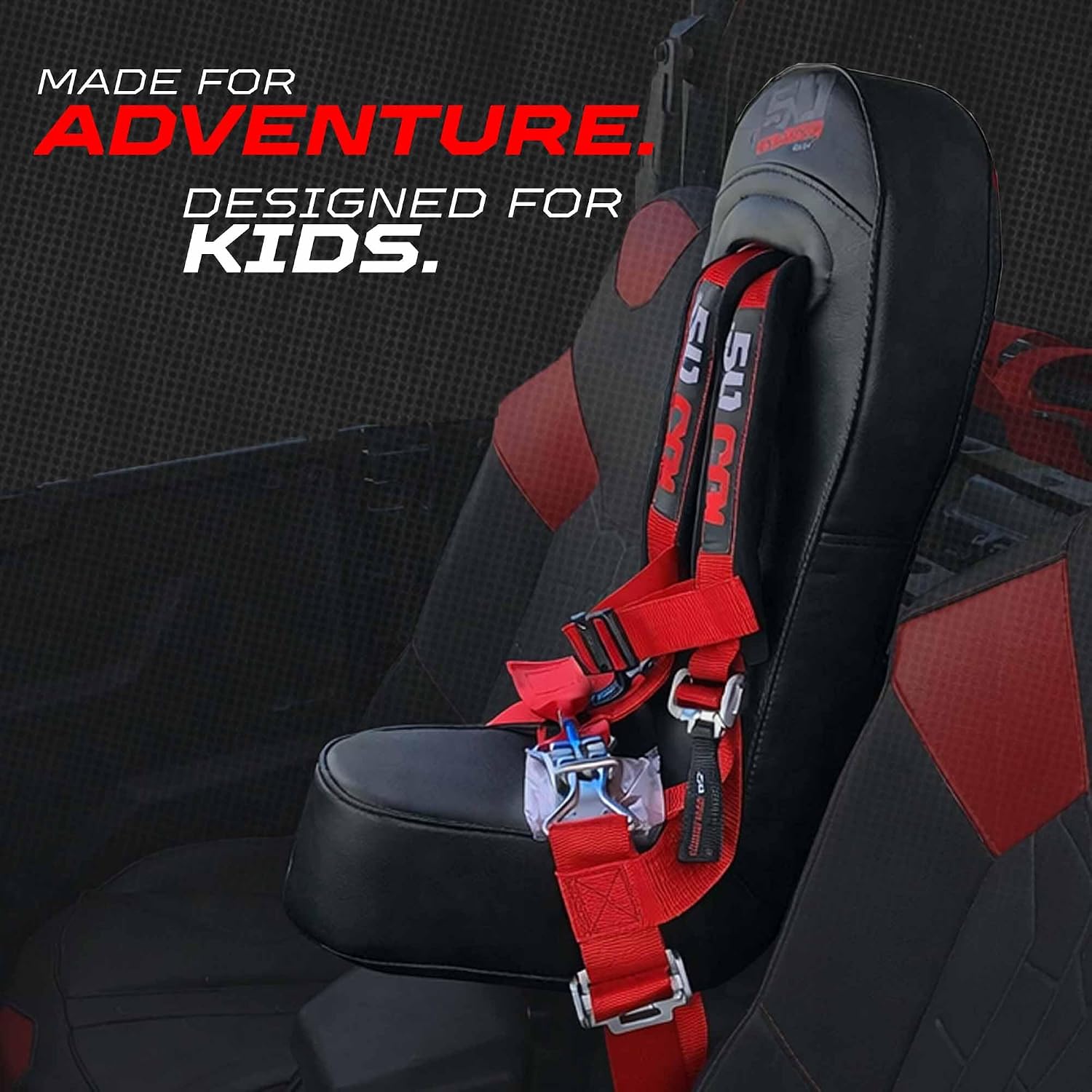 General Bump Seat + Camouflage 4 Point Harness, Latch Release, Compatiable with Polaris General 4 1000 (2015-2023), UTV, Off Road [5048A14 CB 6008A7]
