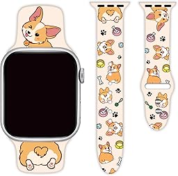 Dog Silicone Bands Compatible with Apple Watch 38mm 40mm 41mm 42mm 44mm 45mm 46mm 49mm Women Men, Soft Waterproof Replacement Sport Straps Wristbands for iWatch Series 11 10 9 8 7 6 5 4 SE/Ultra 3 2 1