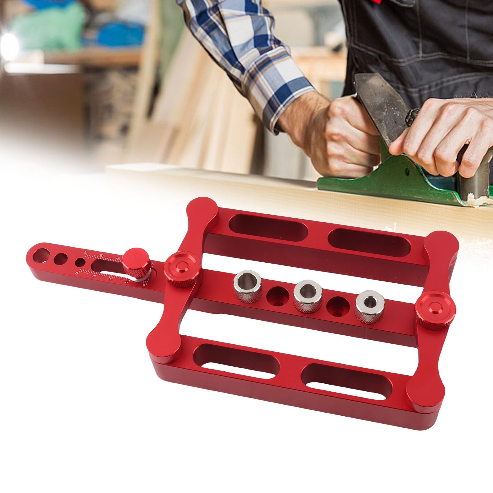 Poradnik wiertarki Punch Pozycjoner silny odporność na korozję drewniany przyrząd do kołysania drewna do obróbki aluminium aluminium czerwony z regulowaną konstrukcją