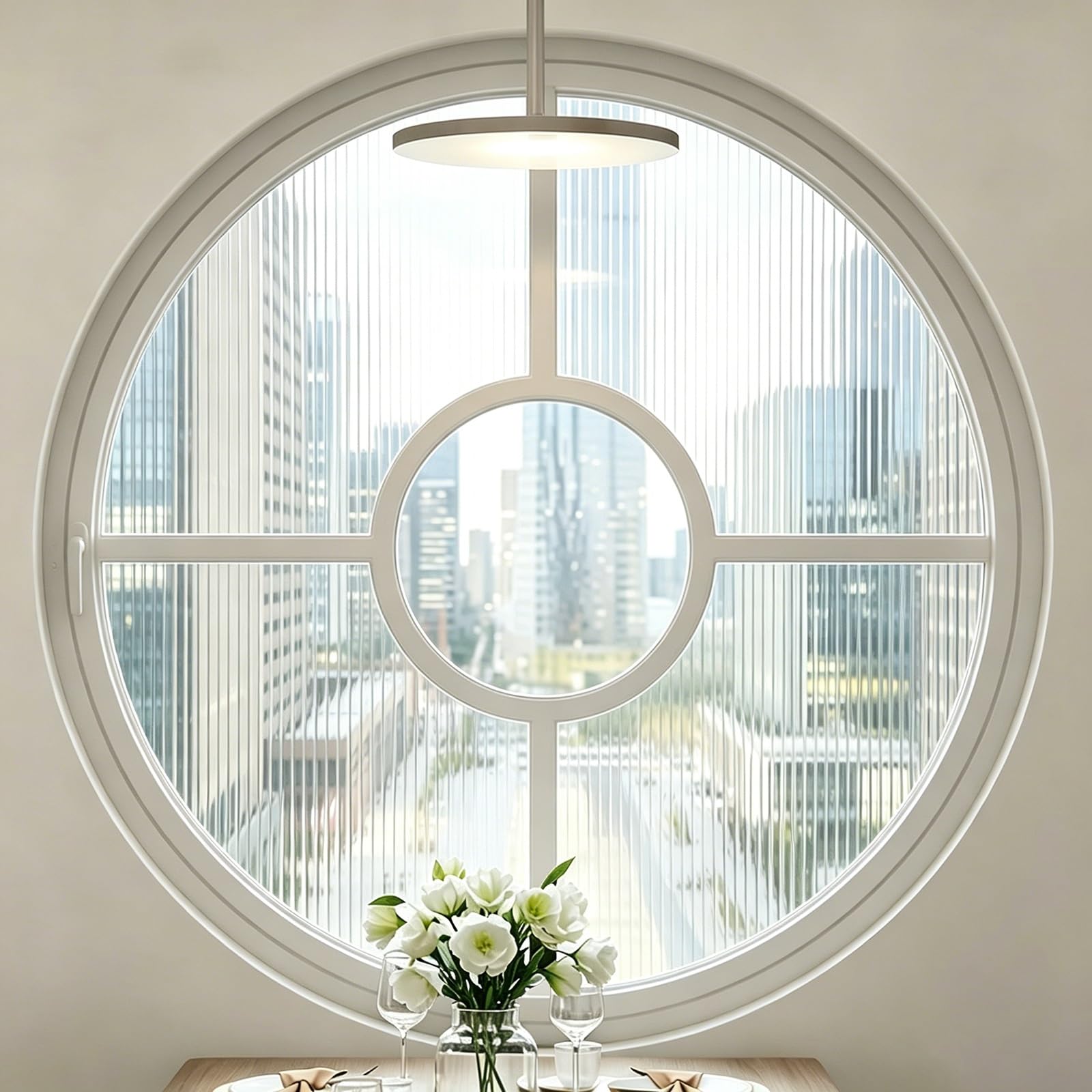 FIEUOGA 360° Rotatable Round Window With Tempered Glass And Aluminum Frame Round Rotating Porthole Window With Lockable Handle,Ventilation Window,For Shed, Basement, Bathroom, Shop(White,60cm/23.6in)