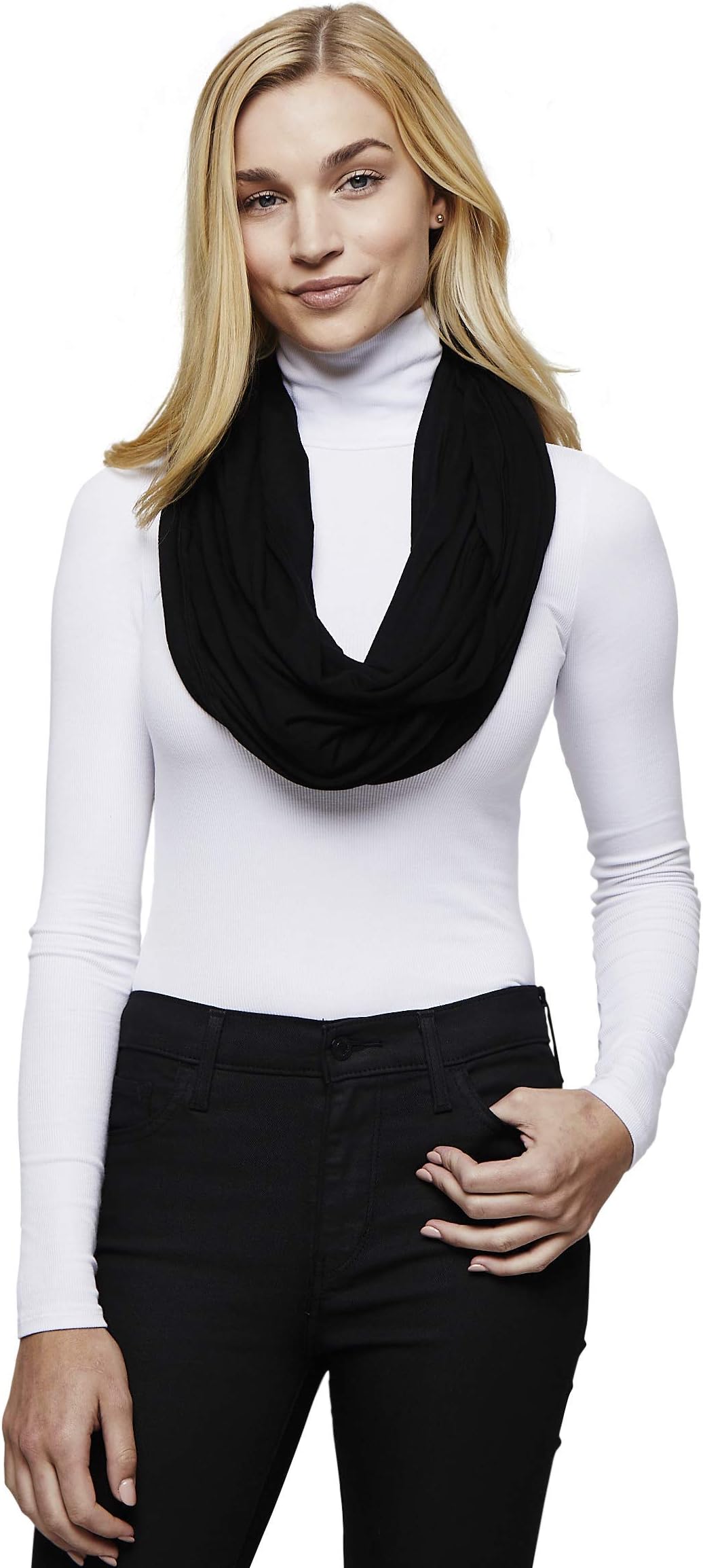 Sleeper Scarf 2-in-1 Convertible & Inflatable Travel Neck Pillow Infinity Scarf (Black)