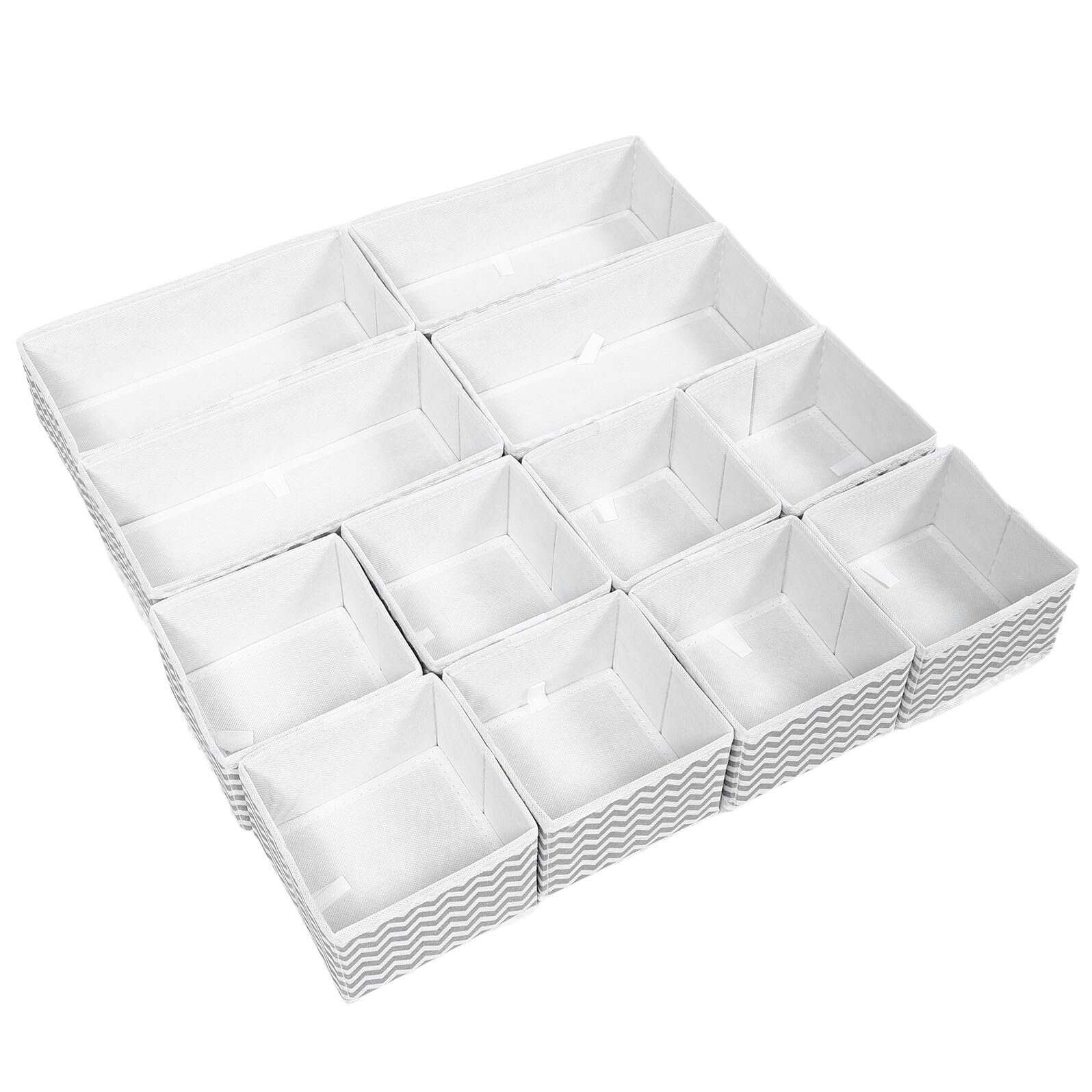 Organizer per Biancheria Intima Pieghevole Contenitori per Cassetti Armadio 12 Pezzi 4 Grandi 8 Piccoli Salvaspazio per Calzini Reggiseni e Indumenti per Armadi e