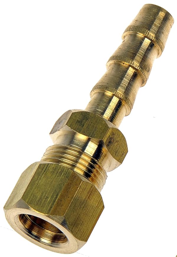 Dorman 800-035.5 Fuel Line Adapter - 3/8 In. Steel Compression to 3/8 In. Nylon Barbed, 5 Pack Universal Fit by Dorman - Used condition - US$17.64