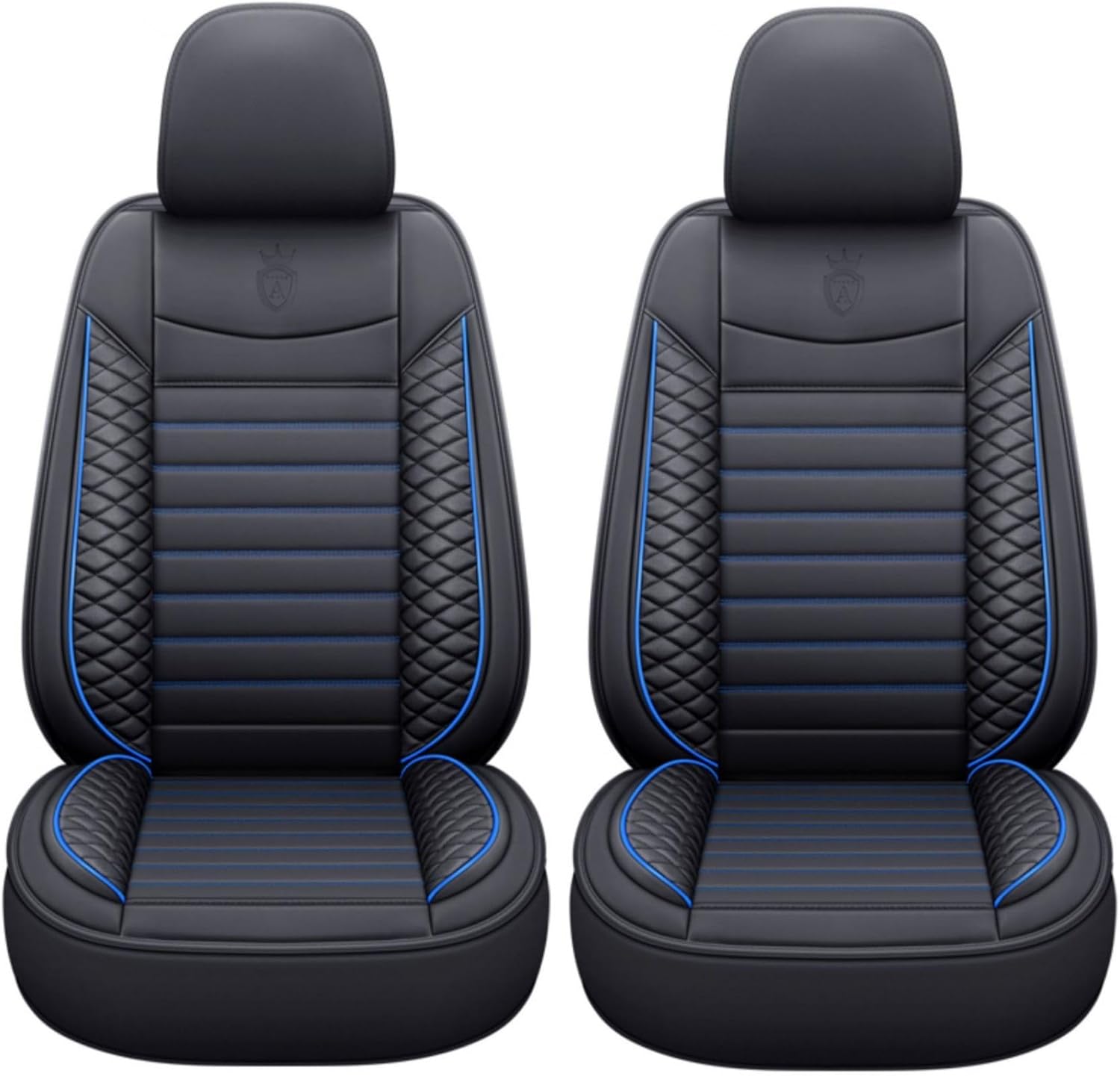 Custom Fit Waterproof Non-Slip Faux Leather Car Seat Covers Set Compatible with Nissan Frontier 2007-2023 2024 Automotive Cushion Protector for Sedan SUV (Full Set 5 Seats,Black Blue)