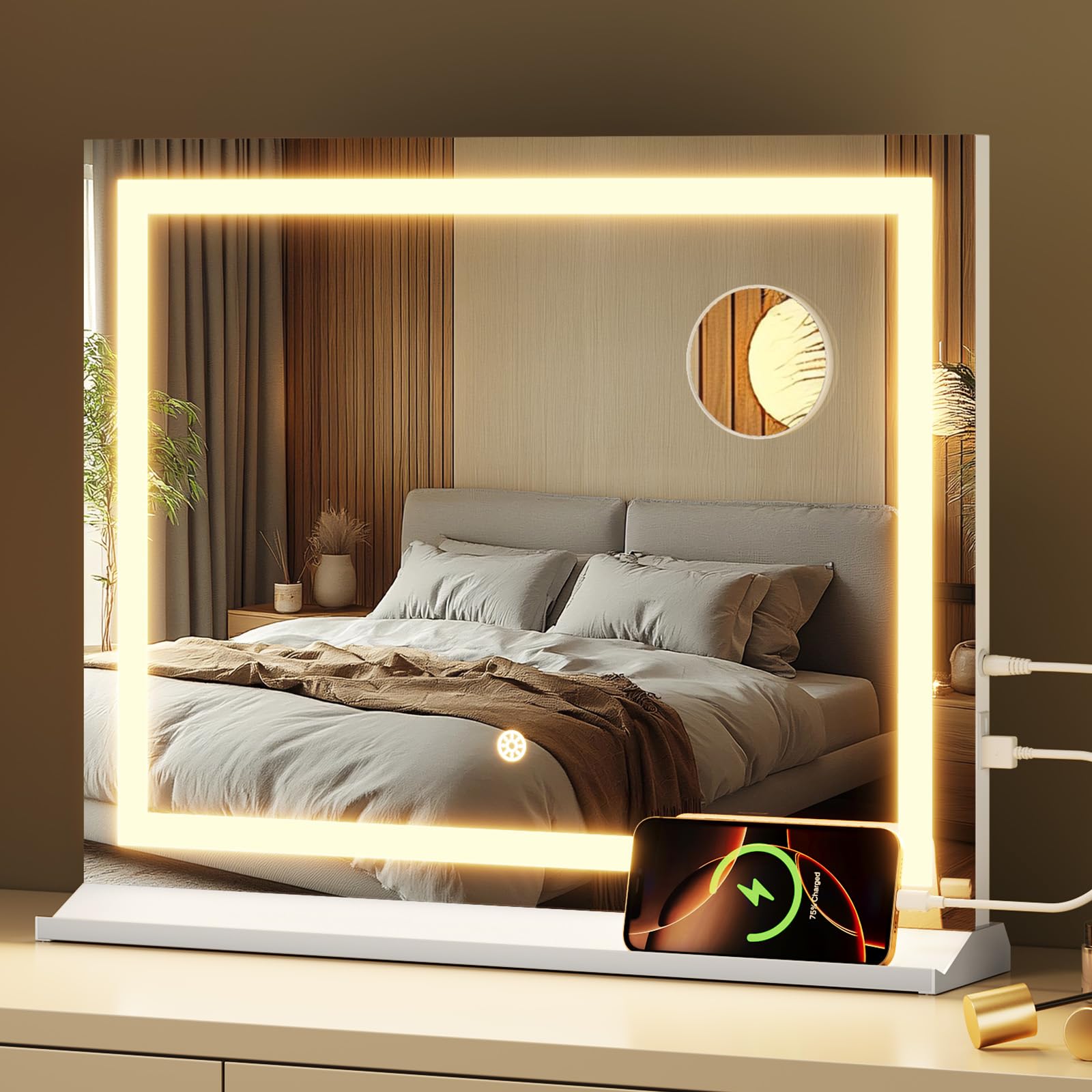 Miroir Hollywood avec LED Memobarco grand format 58 cm pour coiffeuse élégante