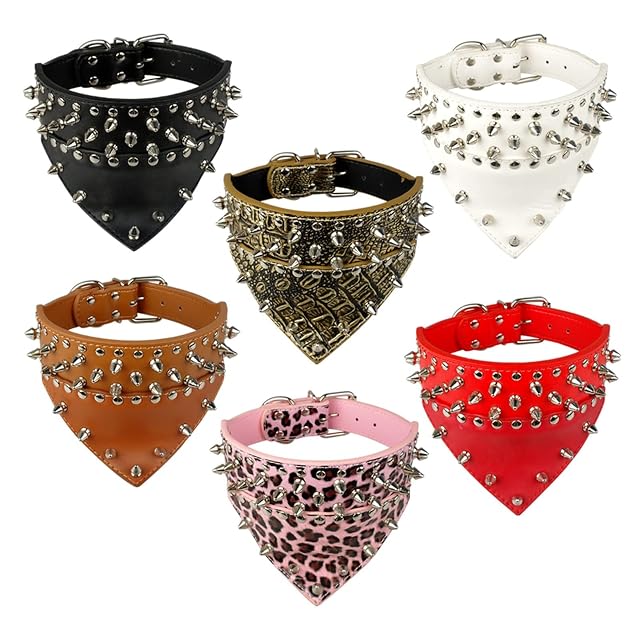 Foto 2 de 7 de FNSK Pañuelo De Cuero For Perro, Bufanda, Baberos, Collar con Pinchos, Collar De Cuero For Perro