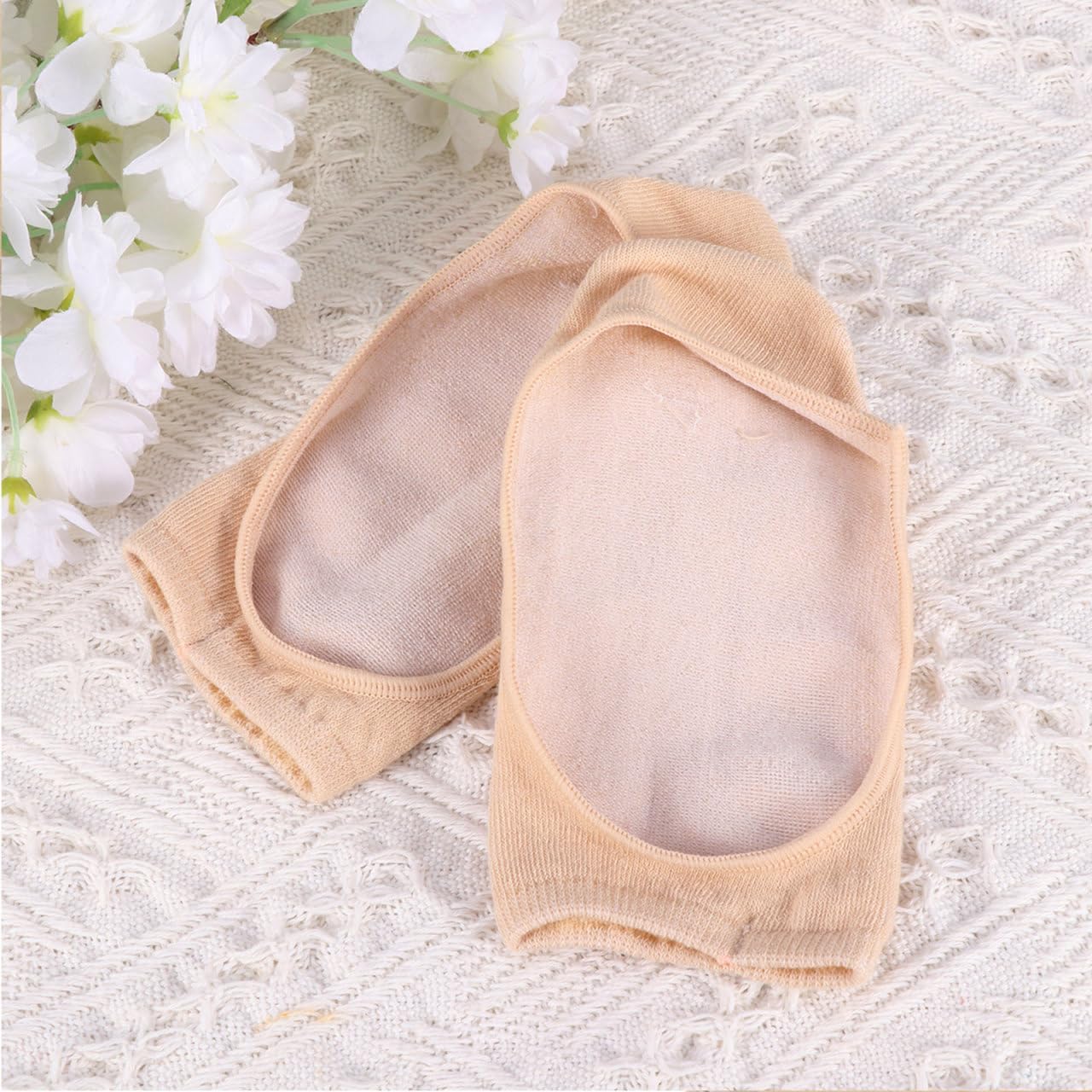 NOLITOY Lot de 6 paires de chaussettes antidérapantes en silicone avec bout ouvert pour femme