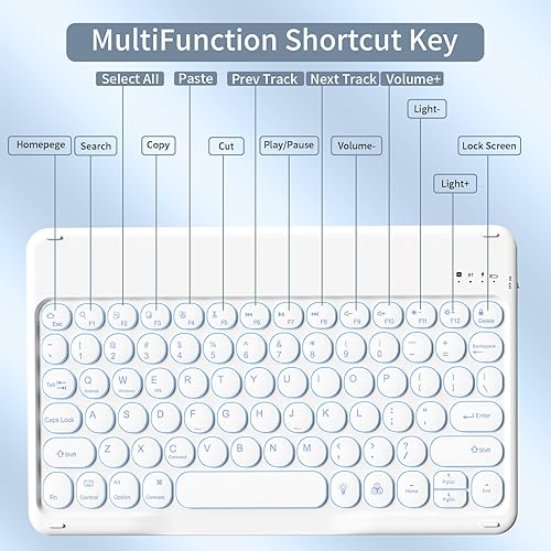 Miniatura 21 de aoub Funda para iPad de 9ª/8ª/7ª generación de 10.2 pulgadas, funda de teclado Bluetooth inalámbrica desmontable, funda trasera de TPU suave