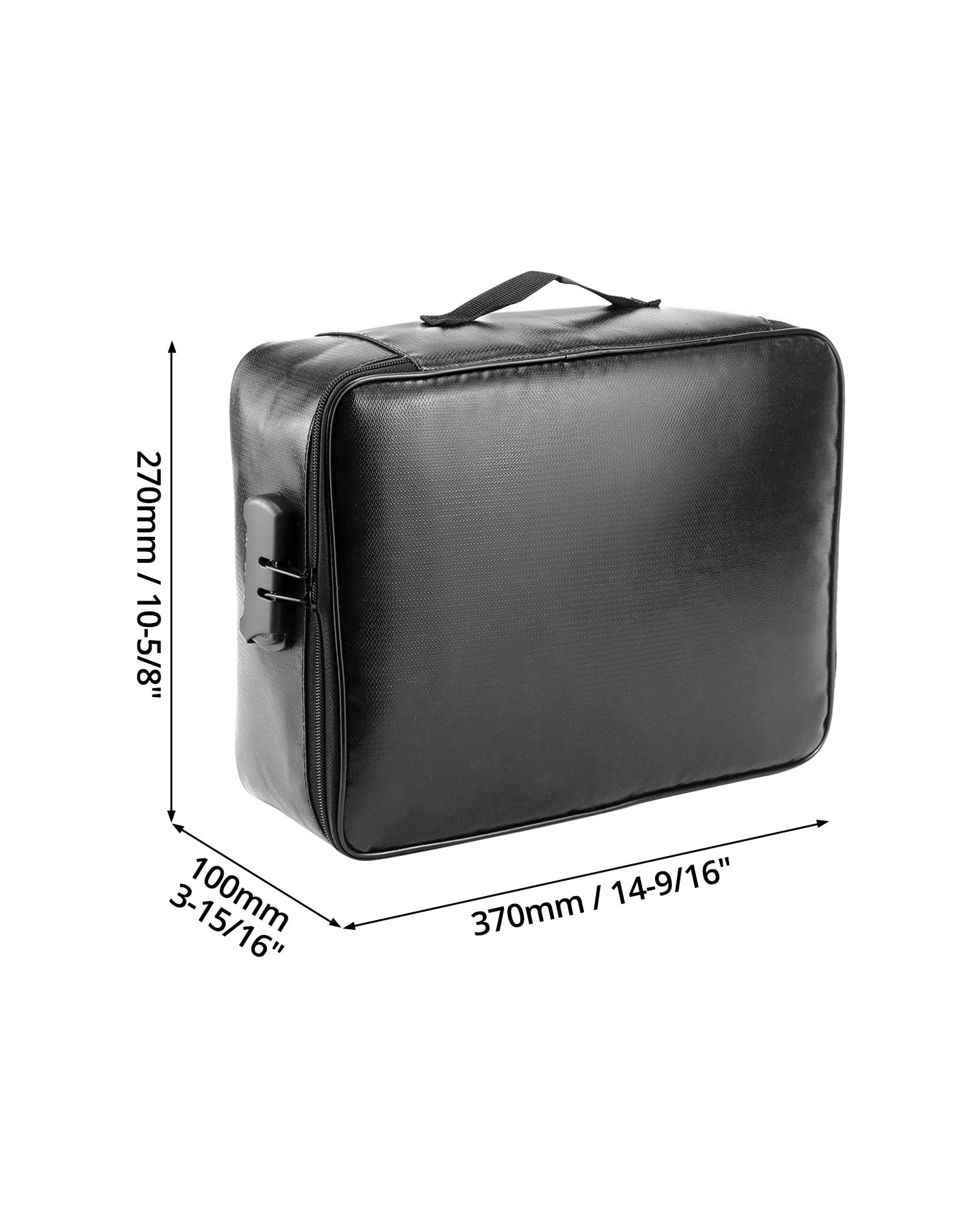 QWORK® Borsa portadocumenti ignifuga, organizer per documenti importanti, scatola portadocumenti con serratura, impermeabile, per documenti di valore, nera