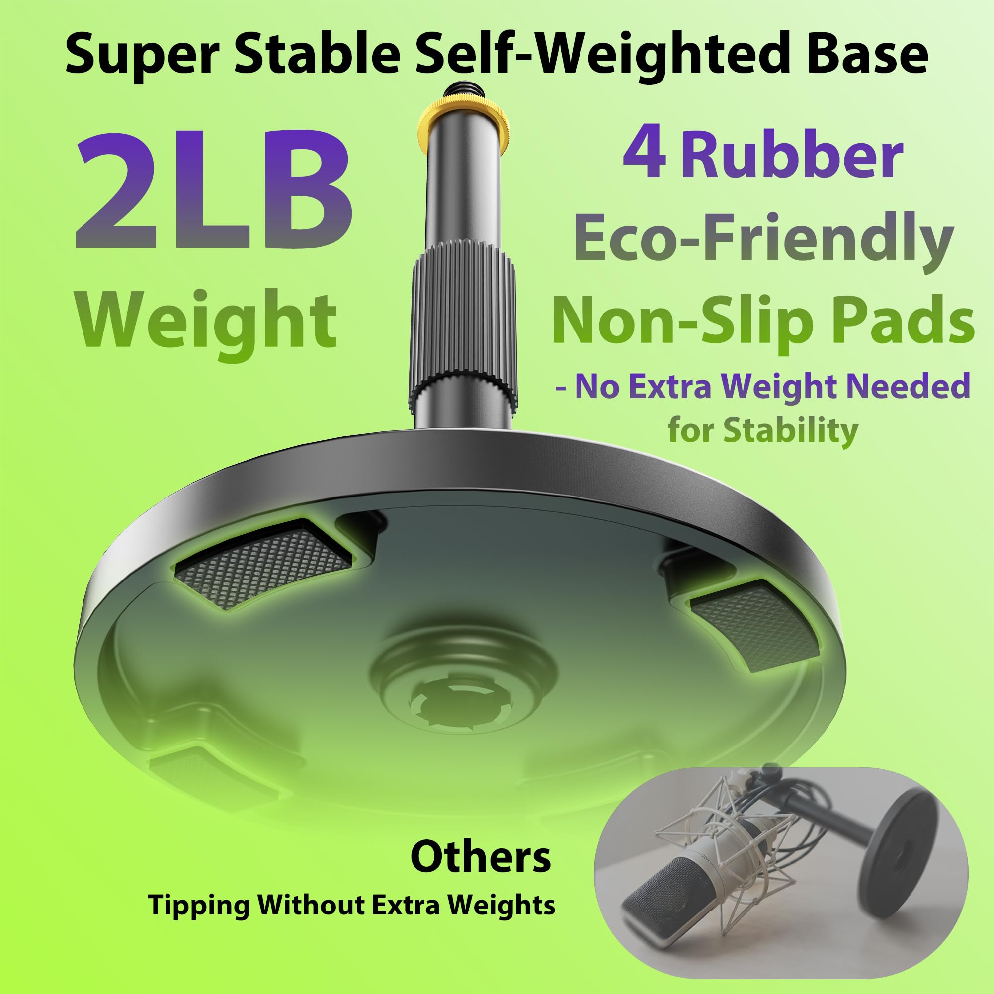 AA AUDIO ACCESSORY Soporte de mesa para micrófono con altura regulable desde 12,7 cm, carga 3 kg, total metálico, compatible con Shure SM7B, SM7dB, MV7+, Fifine, Blue Yeti, Snowball y Rode PodMic