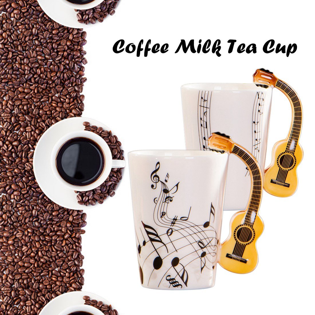 de Ceramica del Manejar de la Guitarra de la Novedad Creativa Espectro Libre de te de Leche cafetaza de la Personalidad Regalo Instrumento Musical Unico