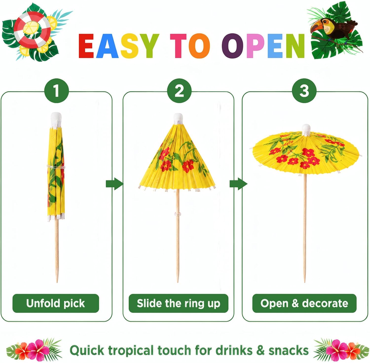 ALINK 144 Pcs Cocktail Umbrella for Drinks, 4-inch Tiki Luau Umbrella Picks