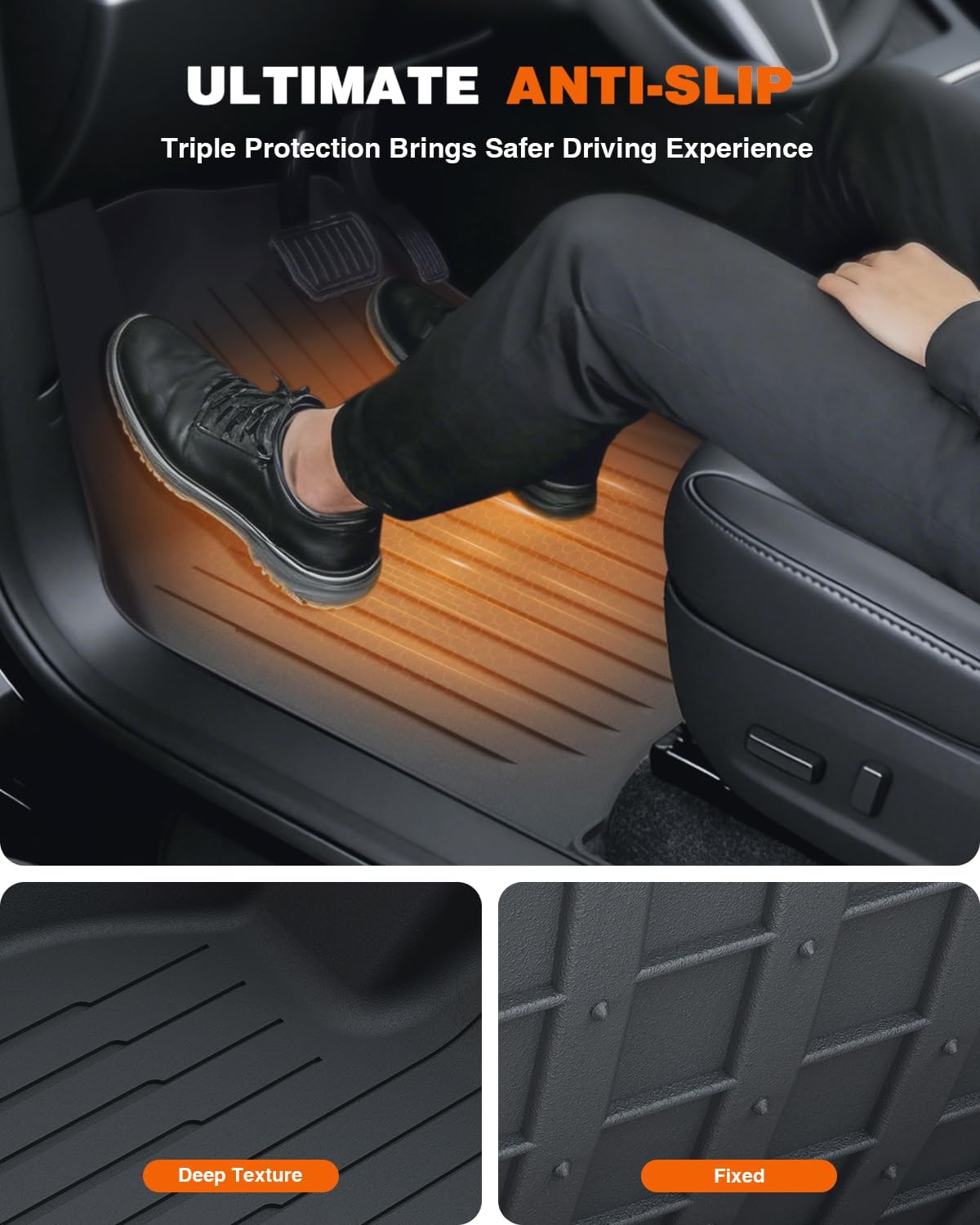 Floor Mats for Tesla Model 3 Highland (2026 2025 2024), Custom Fit TPE All Weather Floor Liners with Trunk Mat, Frunk Mat & Lower Trunk Storage Mat, Waterproof Anti-Slip Interior Protection