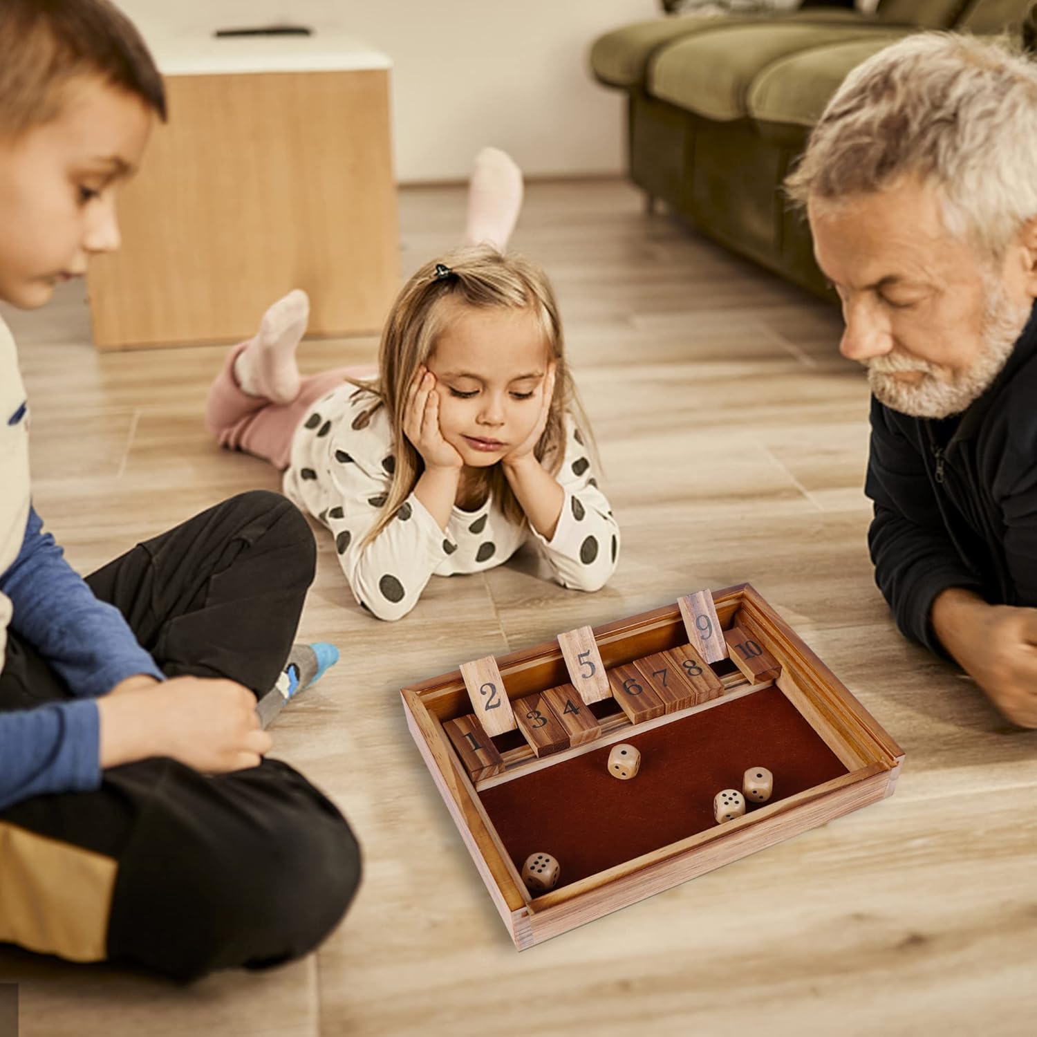 Glintoper Shut The Box & 4 in a Row Tables Game Set, Classic Wood Dice Game with Numbers & Line Up 4 Game for Kids Family, Living Room Rustic Coffee Table Decor, Travel Game Strategy Board Games - Image 6