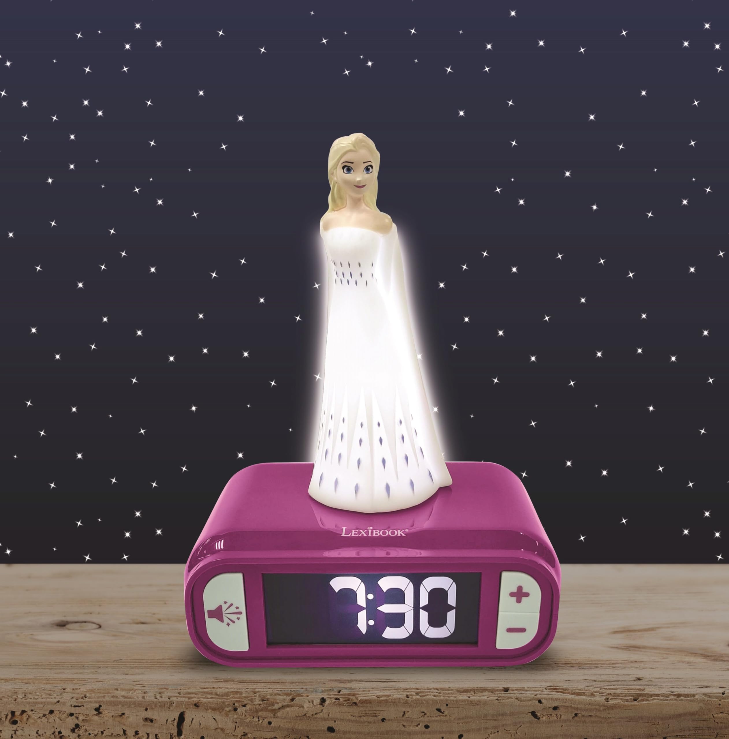 LEXIBOOK, Frozen, Elsa Nightlight alarm clock, Sounds and Melodies, LCD Backlit screen, Luminous, Snooze, Purple, RL800FZLXB - Image 4