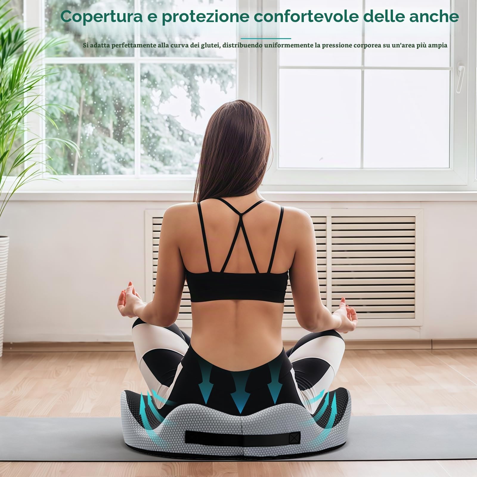 Cuscino Sedia Ufficio Auto XXL, 50x40x10cm, Sedia Ergonomica con Maniglia a Fori, Cuscino Memory Foam Ortopedico, Antidecubito, Traspirante, Cuscino Ciambella per Coccige Rotelle Gioco Rilievo