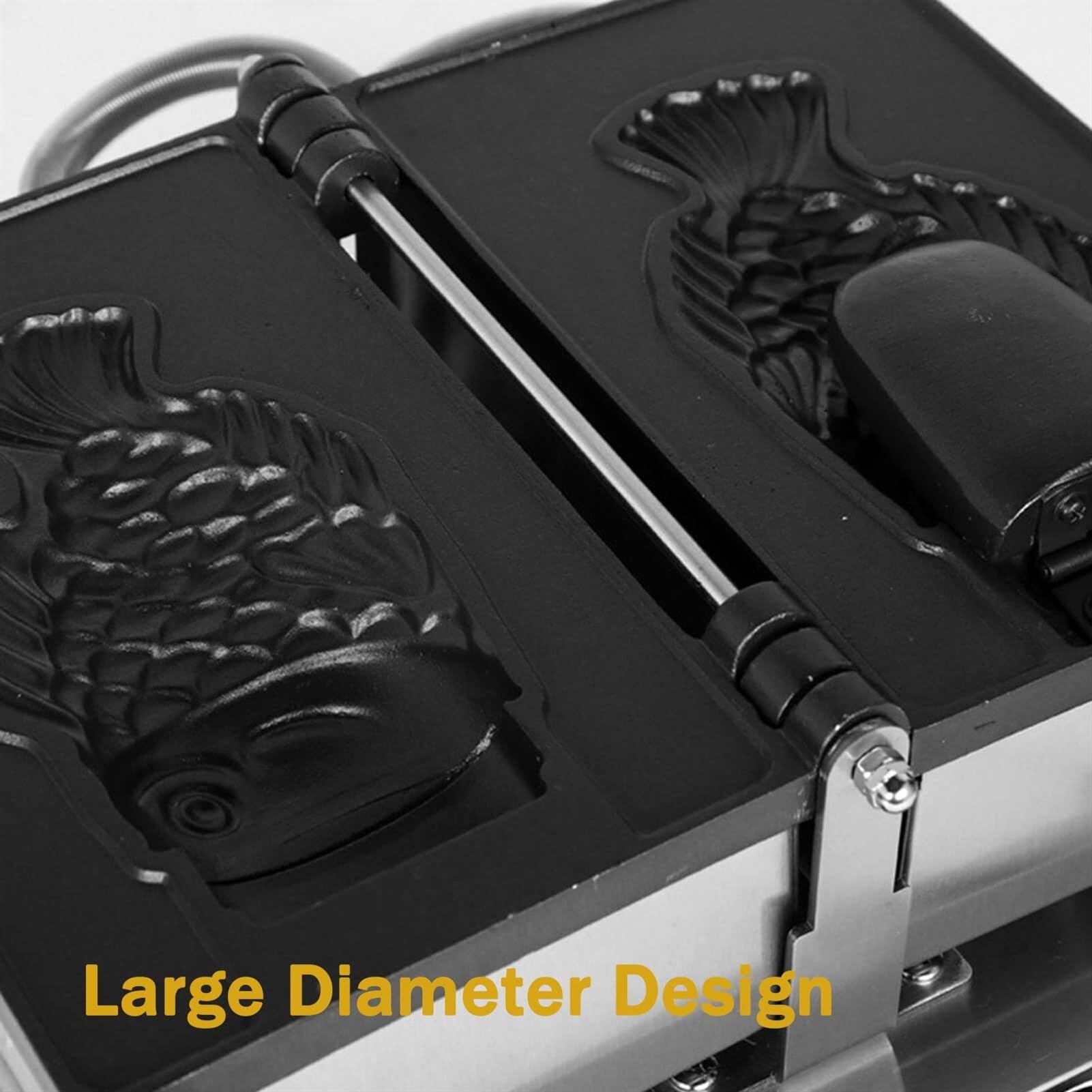 Plancha for hacer gofres de pescado, máquina eléctrica de Taiyaki, máquina for hacer gofres de mermelada o helado de uso comercial, revestimiento antiadherente, máquina for hacer Taiyaki de acero inox
