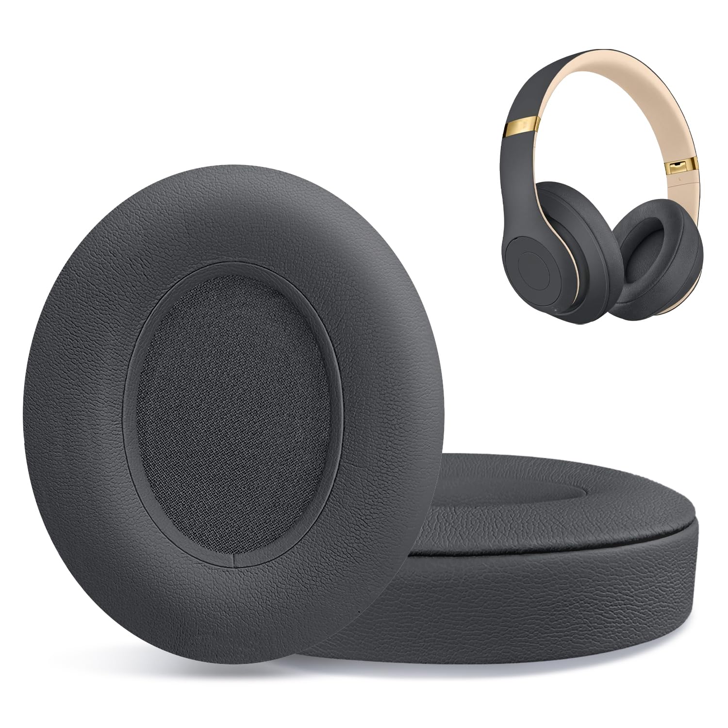Replacement Ear Pads for Beats Studio 2 & Studio 3 Wired & Wireless Headphones, Ear Cushions, Headset Earpads, Ear Cups Cover with Soft Protein Leather-Shadow Grey