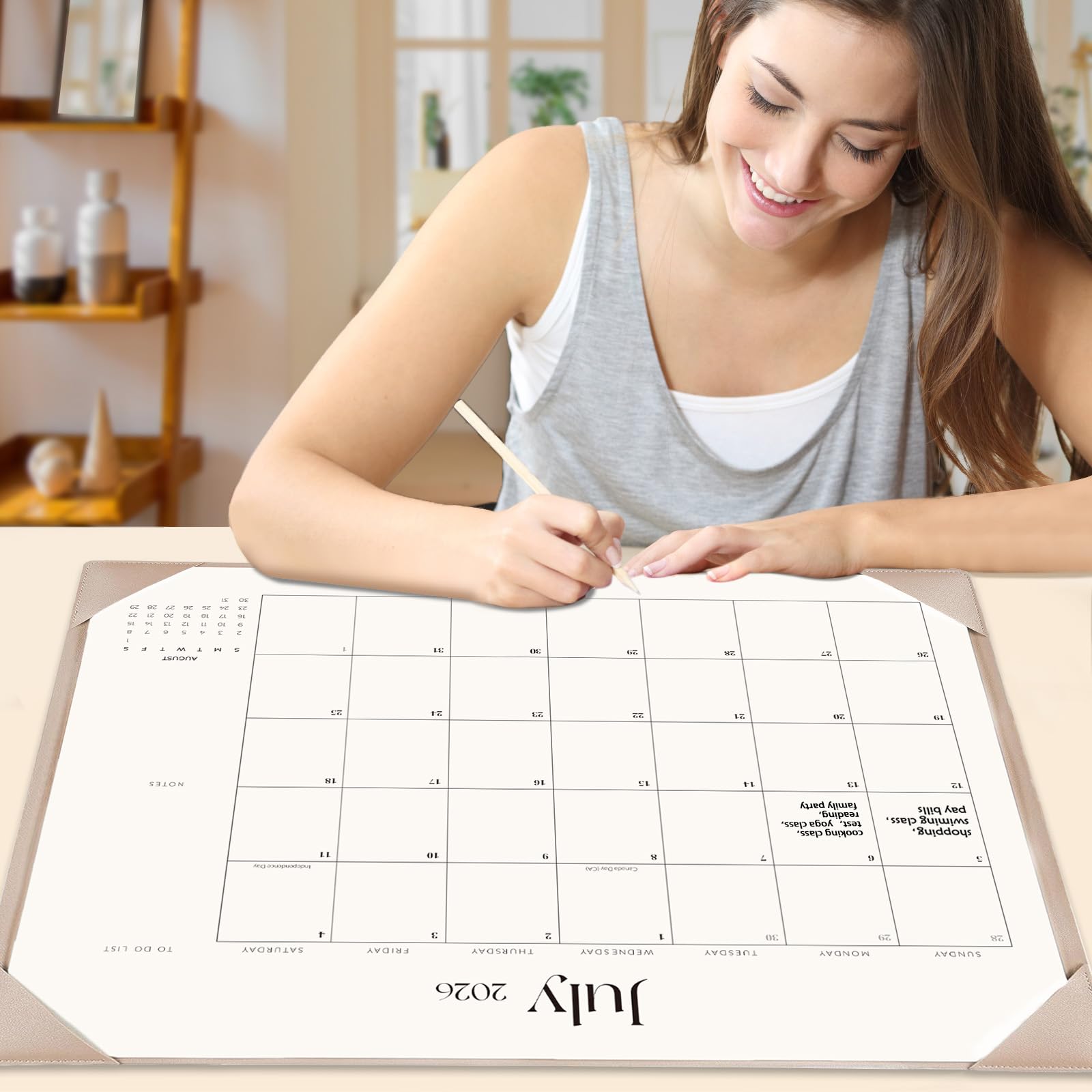 Schreibtischkalender 2025–2026 mit Schreibtischunterlage – 55,9 x 43,2 cm, große Schreibtischunterlage, Kalender von September 2025 bis Dezember 2026, Monatskalender für Zuhause, Büro