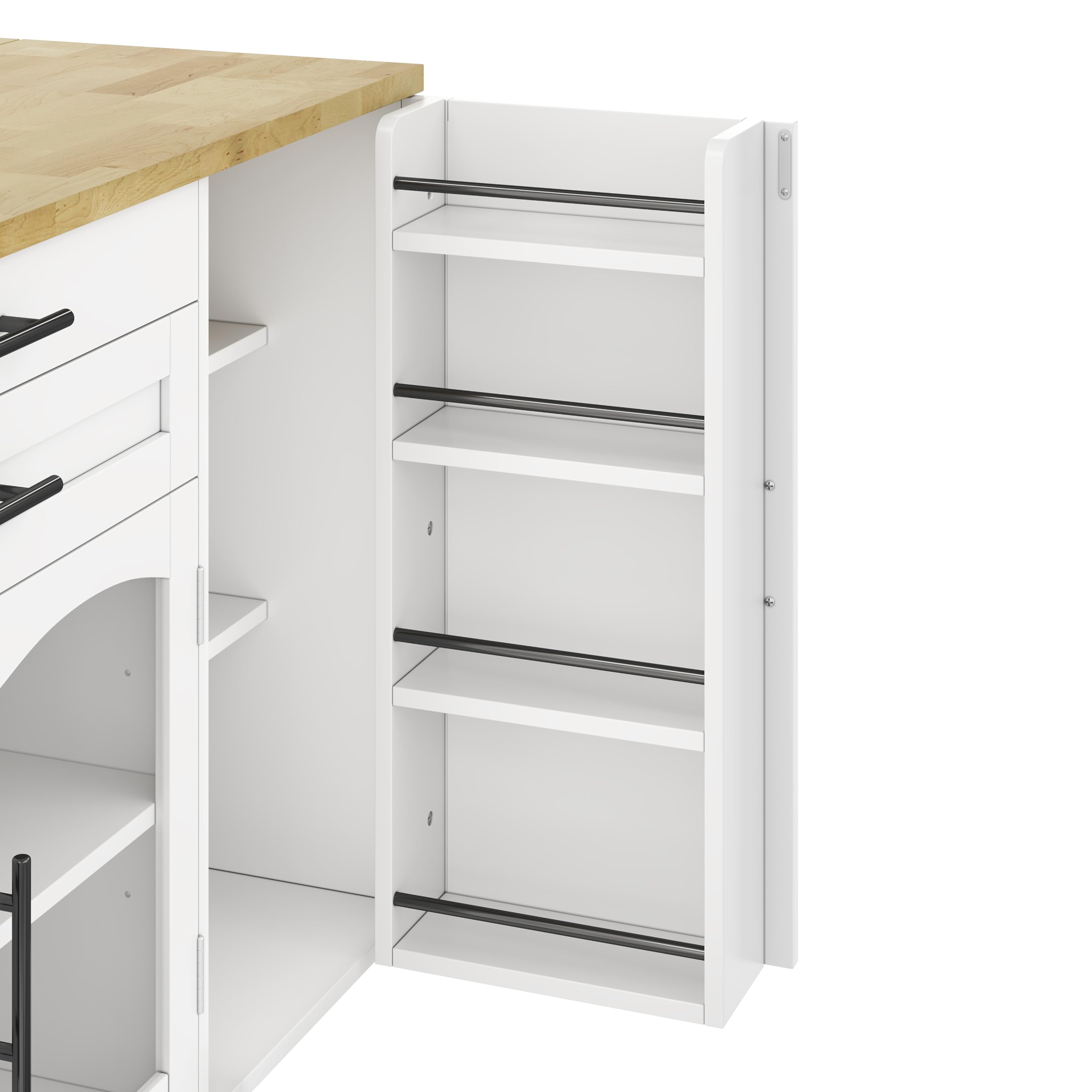 Mobiler Kücheninsel mit klappbarem Arbeitsbereich 120x45x90 cm 5 Räder