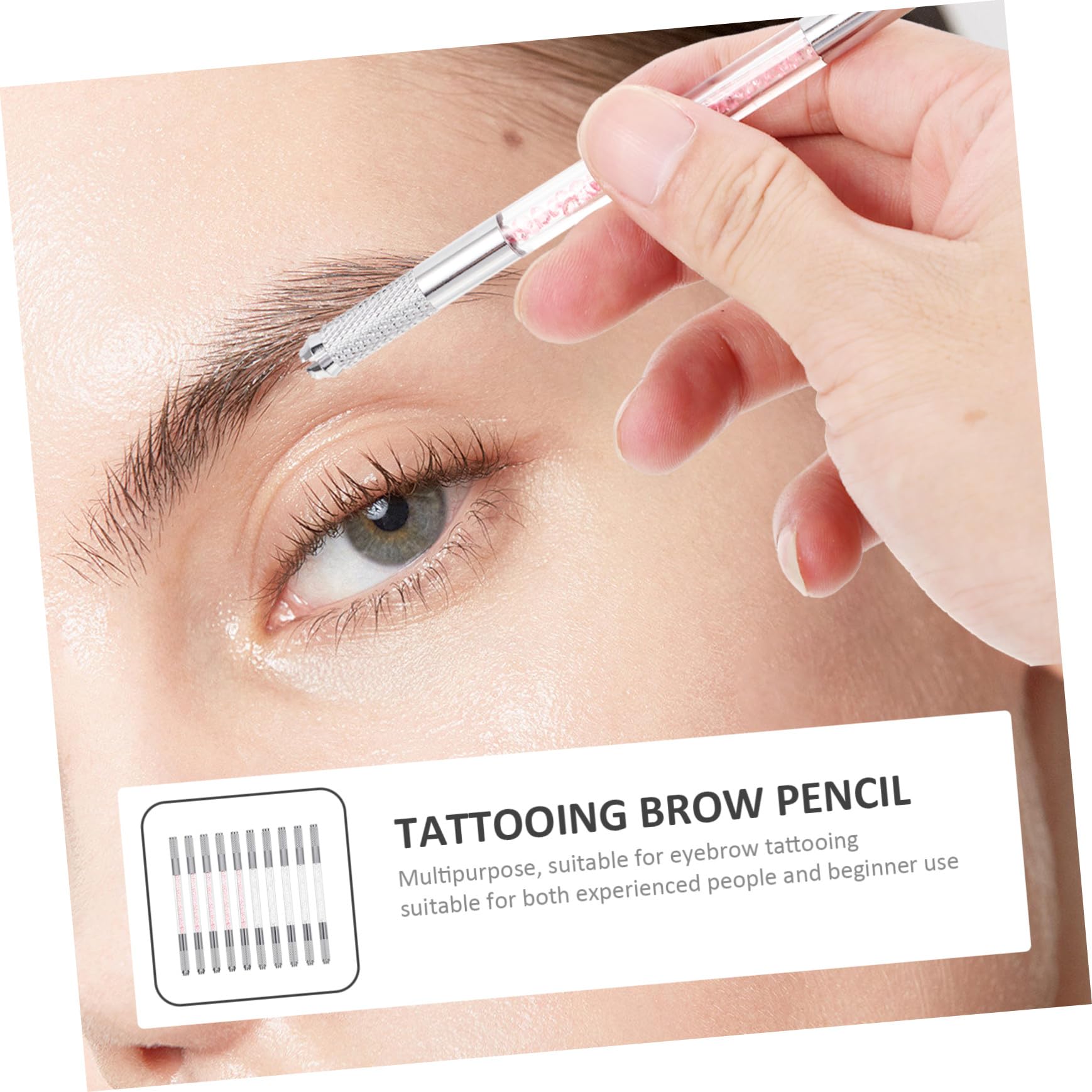 Penna per Tatuaggi Sopracciglia Doppia Punta Decorazione Cristalli Abs, 10 Pezzi per Microblading Professionale e Trucco Sopracciglia Naturale