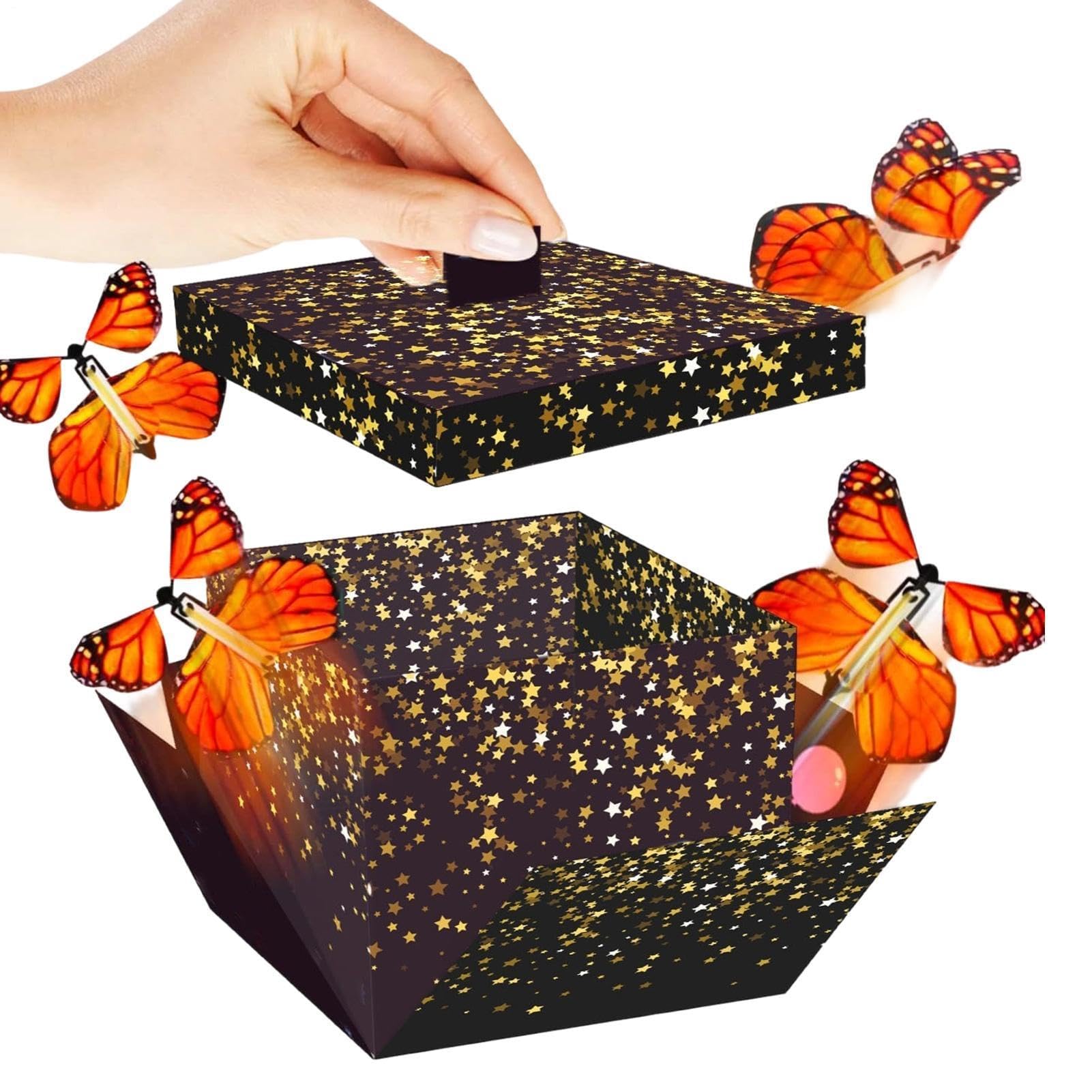 Muiltvoe Flying Butterflies Box, Money Holder Container, Decorative Surprise Butterflies Box, for Toys, Cash, Flower, Birthday, New Year, Graduation, Spring, Christmas, Wedding