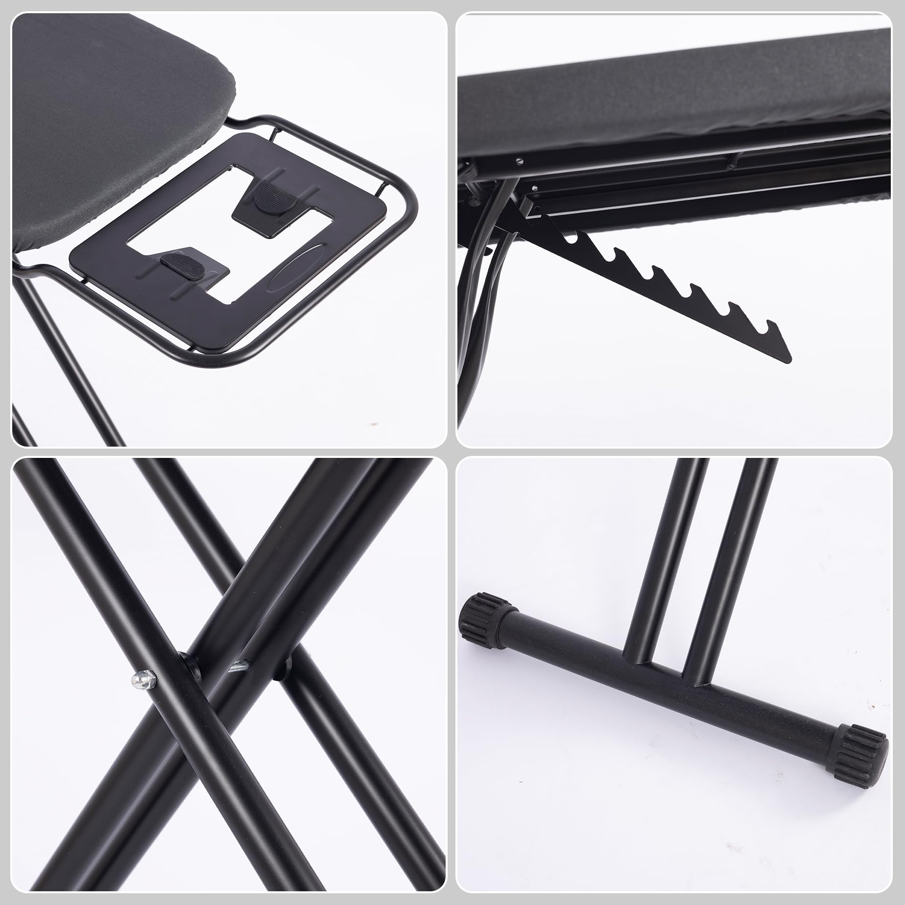 Aoufottes - Planche à repasser de luxe robuste avec repose-fer - Vapeur et pieds antidérapants - Structure stable - Hauteur réglable