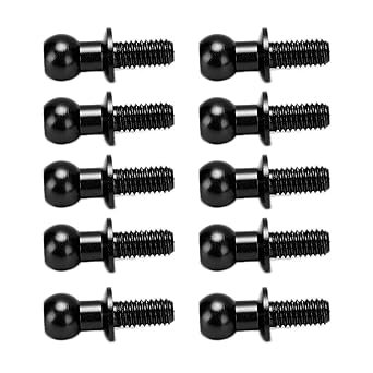 Ball Head Screw Link Rod, Beautiful Strong Ball Head Screw Link Rod Shock Absorber End 10pcs Lightweight for TT01 TT02 for RC Car(black)