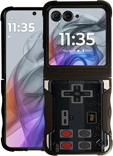 CasesOnDeck GripArmor Shield Slim Heavy Duty Case Negro Mate Compatible con Motorola Motorola RAZR (solo 2024) y Moto RAZR 2024 (control retro negro)