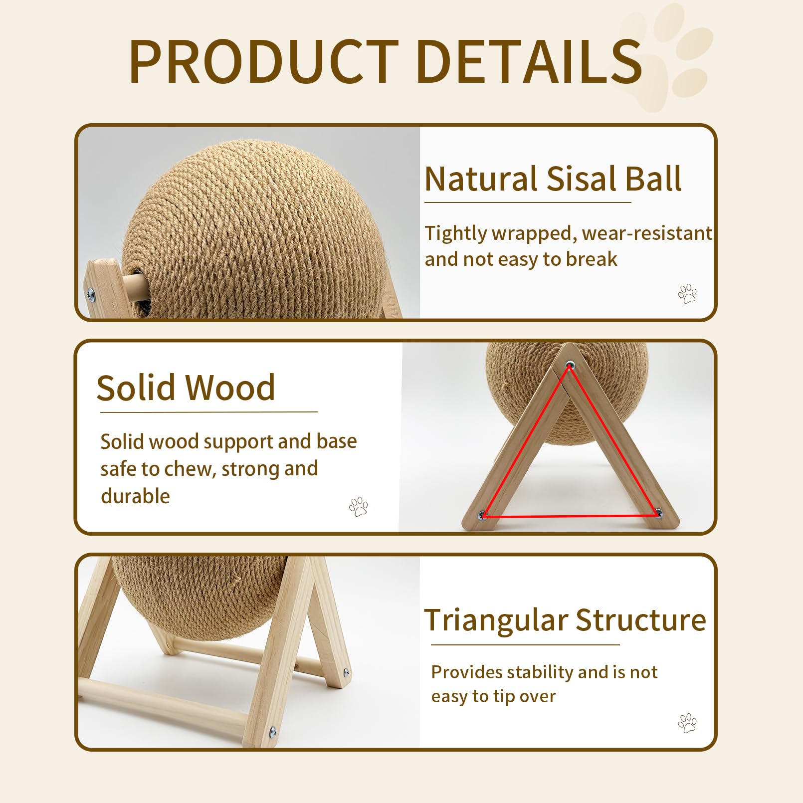 Hasenkratzspielzeug, Kaninchenspielzeug für Kaninchenkrallenkratzer, natürlicher Sisal, Haustier-Kratzball, Holz, kleine Tiere, Langeweile, Breaker für Innenfrettchen, Chinchillas (klein)