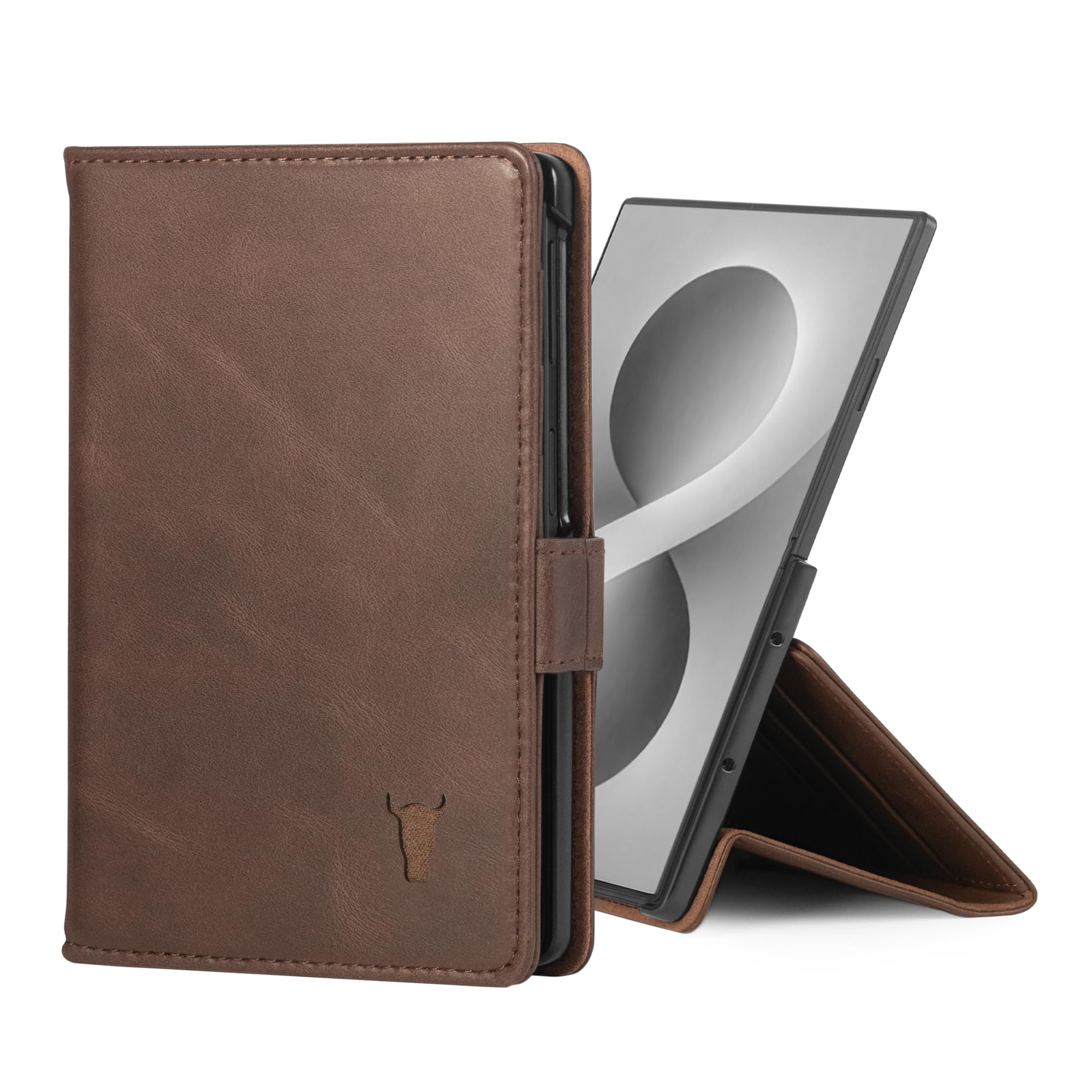 TORRO Etui kompatybilne z Samsung Galaxy Z Fold8 2026 – wysokiej jakości skórzane etui portfelowe Galaxy Z Fold 8 z funkcją podstawki i przegródkami na karty (Ciemny brąz)