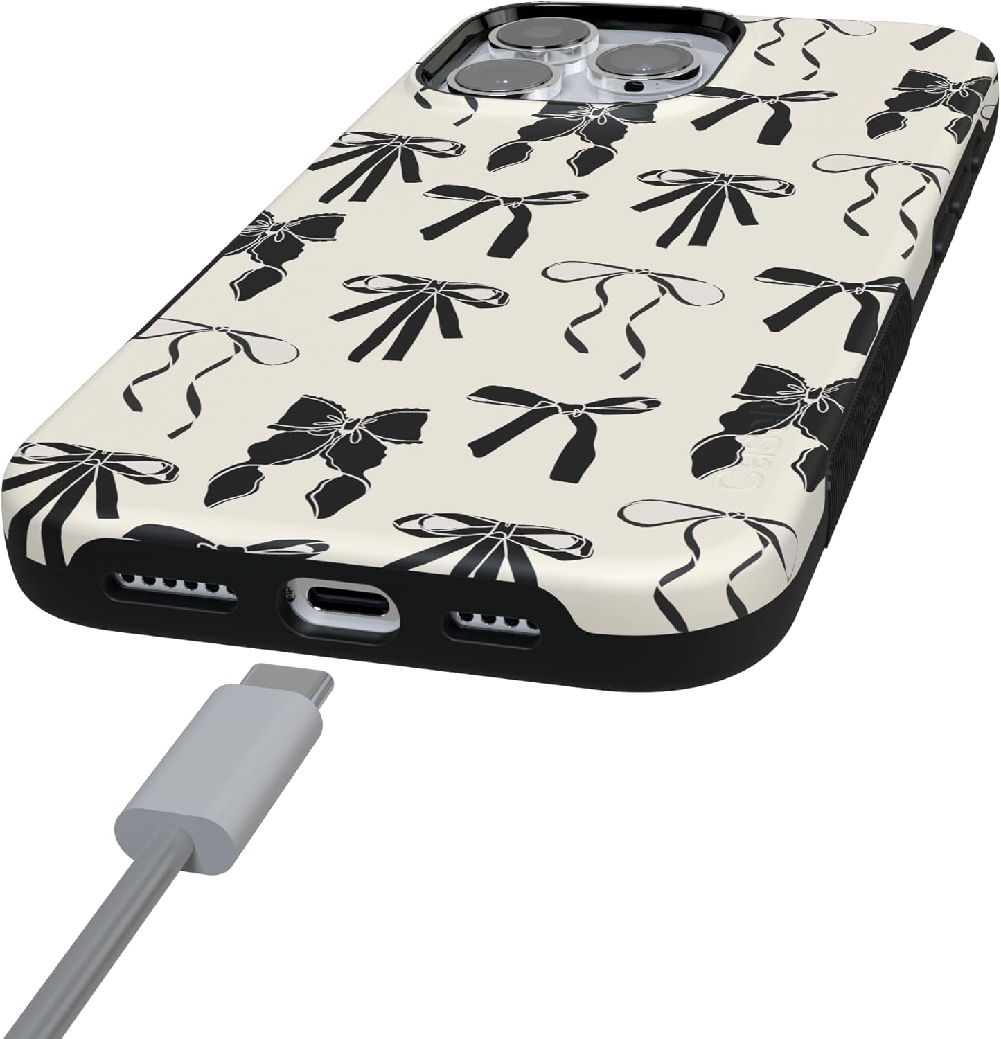 Casely iPhone 16 Pro Max Case | Goth Girlie | Black Bows | Bold Protective Design | Compatible with MagSafe