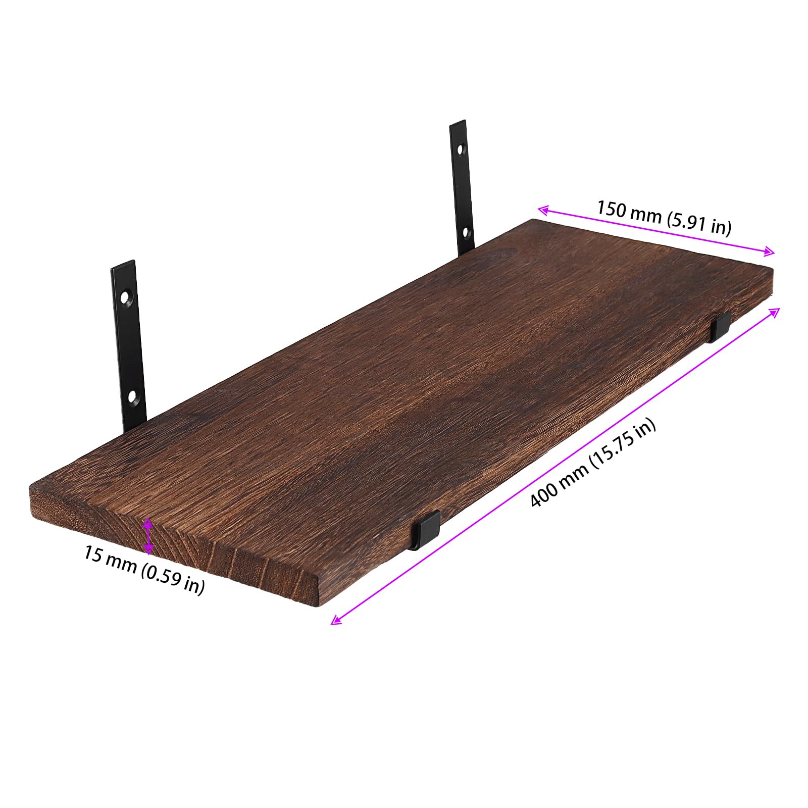 ZOENHOU Set of 6 Wall Mounted Wood Floating Shelves, 16 Inch Rustic Wood Floating Wall Shelf with Screws - Image 2