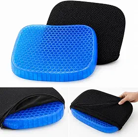 Almofada Ortopédica Gel Colmeia Assento Ergonômico Alívio Dor Lombar Cóccix para Cadeira Escritório Carro Antiescaras com Capa Removível e Lavável