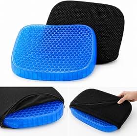 Almofada Ortopédica Gel Colmeia Assento Ergonômico Alívio Dor Lombar Cóccix para Cadeira Escritório Carro Antiescaras com Capa Removível e Lavável