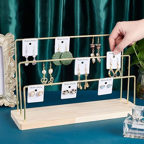 Miniatura 3 de PH PandaHall Soporte organizador de aretes de 3 niveles, soporte para aretes de aro colgante, exhibición de almacenamiento, joyería al por menor,