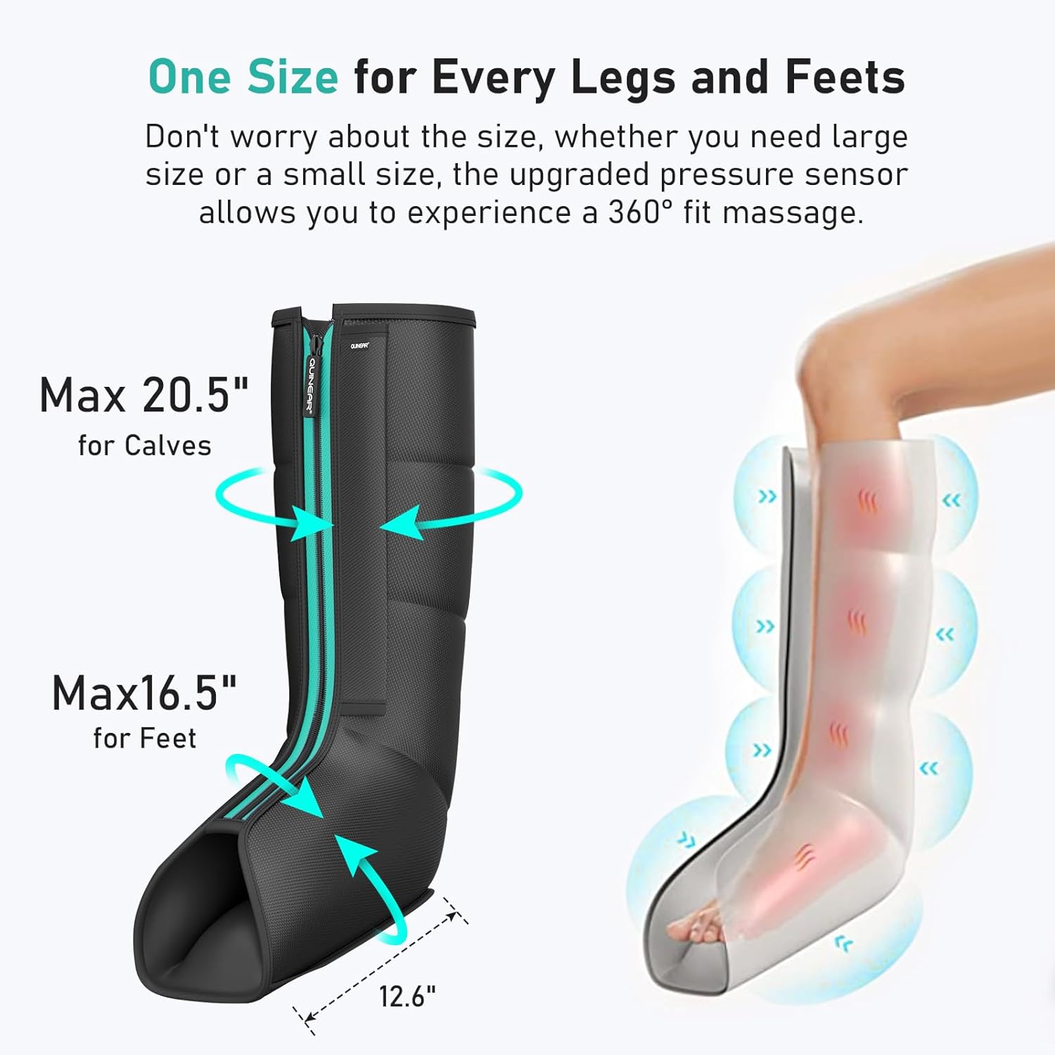 QUINEAR Leg Massager for Circulation and Pain Relief, Heating Leg Compression Massager with 3 Modes, Foot and Calf Massager with 3 Intensities 3 Heats - Gift for Mom and Dad