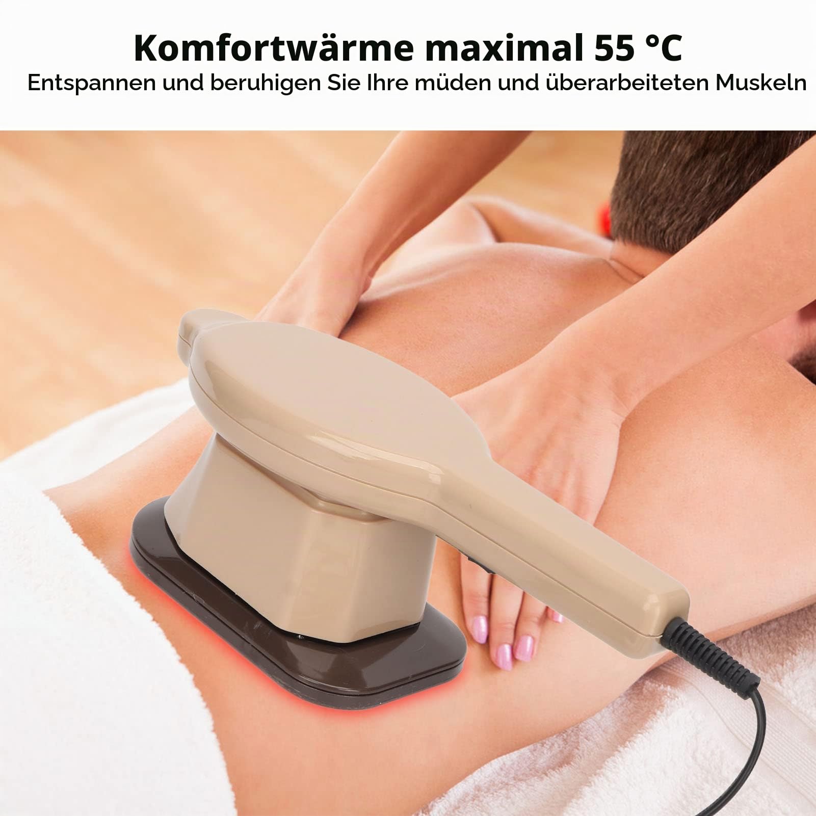 Tragbare Elektrische Rückenmassagegeräte, 55 Grad Eisen Geformt Heiße Kompresse Körpermassagegerät, Handheld-Cellulite-Massagegerät Körperformungsmaschine mit 3 Köpfen, für Muskeln
