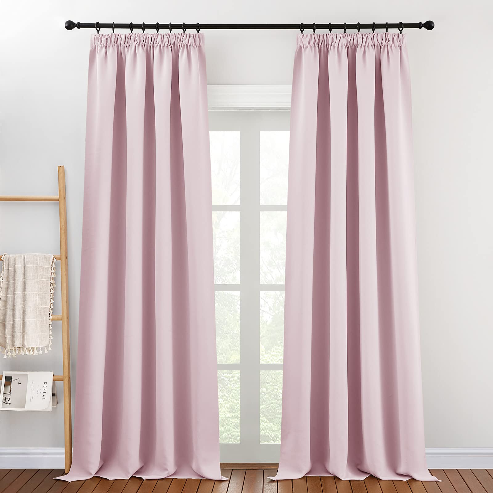 PONY DANCE Tende Oscuranti Camera da Letto per Interni Moderne Curtains Decorazioni Tenda Termica per Soggiorno con Fettuccia 2 Pannelli 140x245 CM, Rosa Chiaro