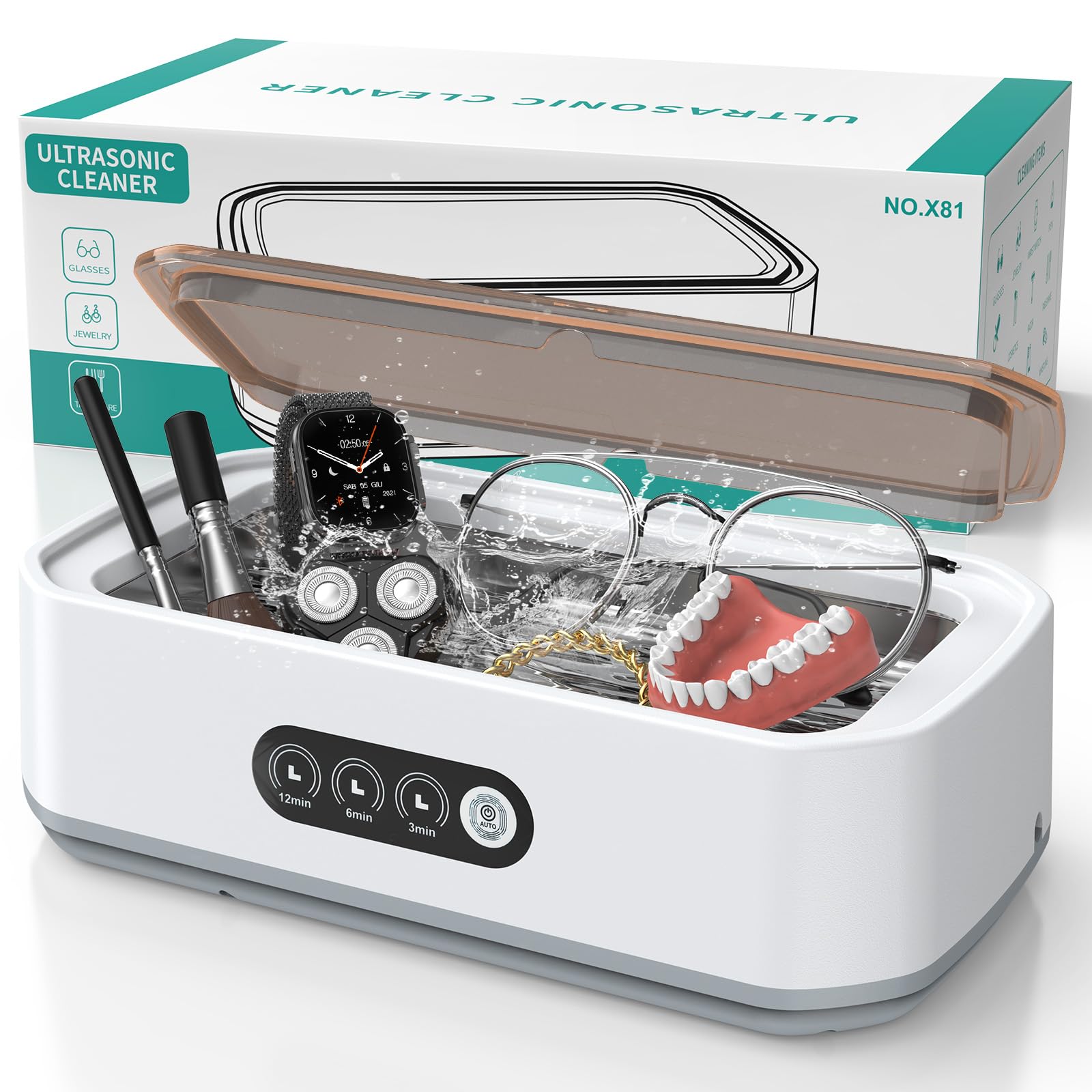 Singhere Pulitore Ultrasuoni, 48 kHz, 650 ml di Capacità per una Pulizia Profonda a 360 gradi, Funzionamento one-Touch, Adatto per la Pulizia di Occhiali, Gioielli, Dentiere