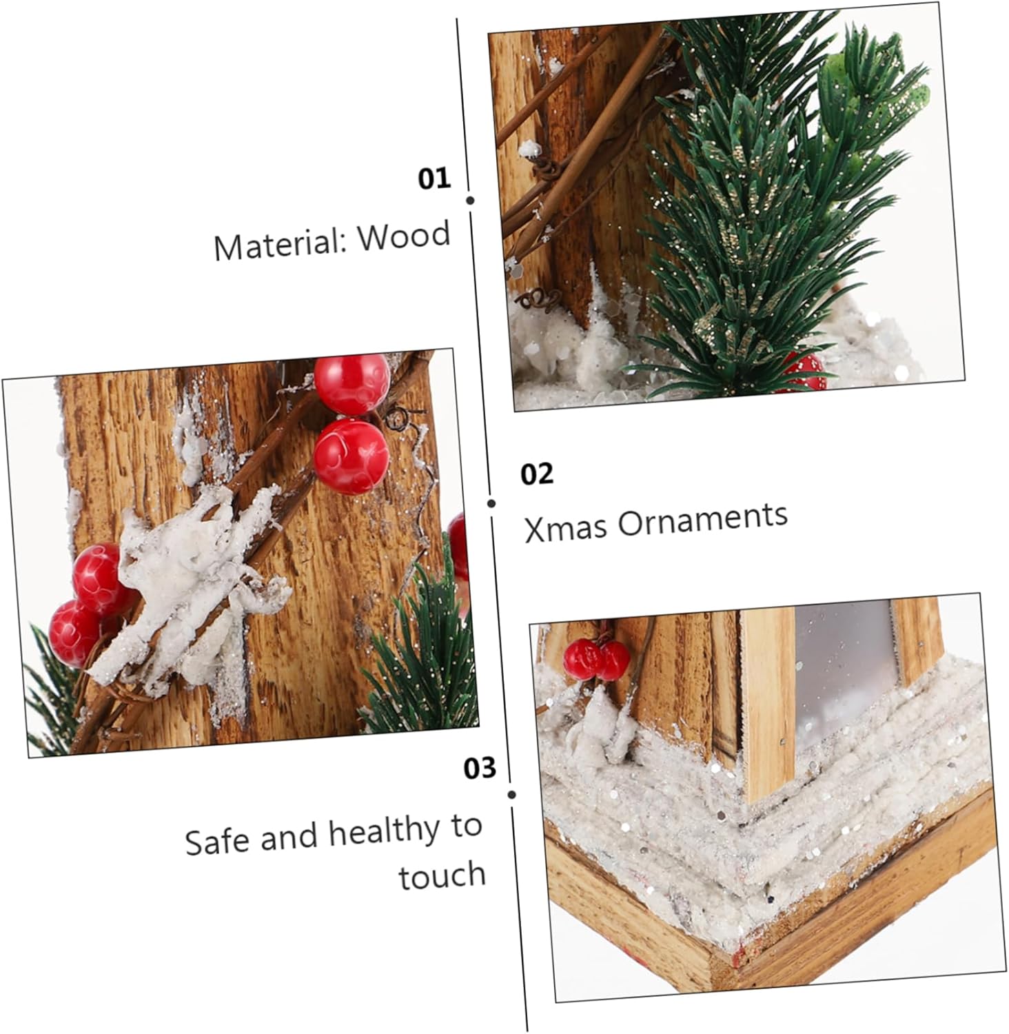 1pc Lamp Wooden Handicraft Decor for Home Xmas Showcase Festive Ornament for Tabletop Display Centerpiece