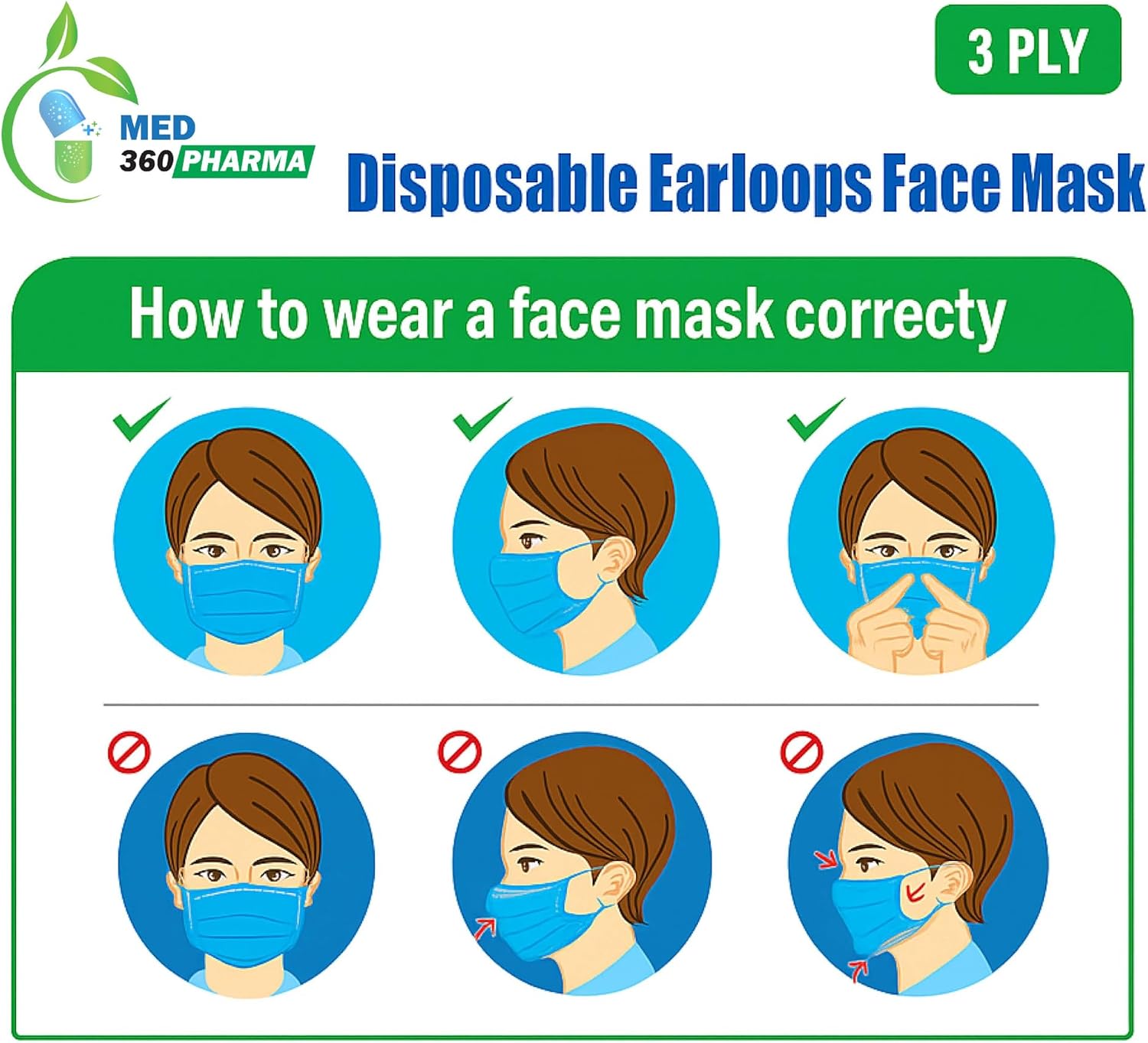 300 Pack Black 3 Ply Disposable Face Mask, Breathable Non Woven Layers Soft Earloop, Comfortable Fit for Adults Daily Use Face Cover